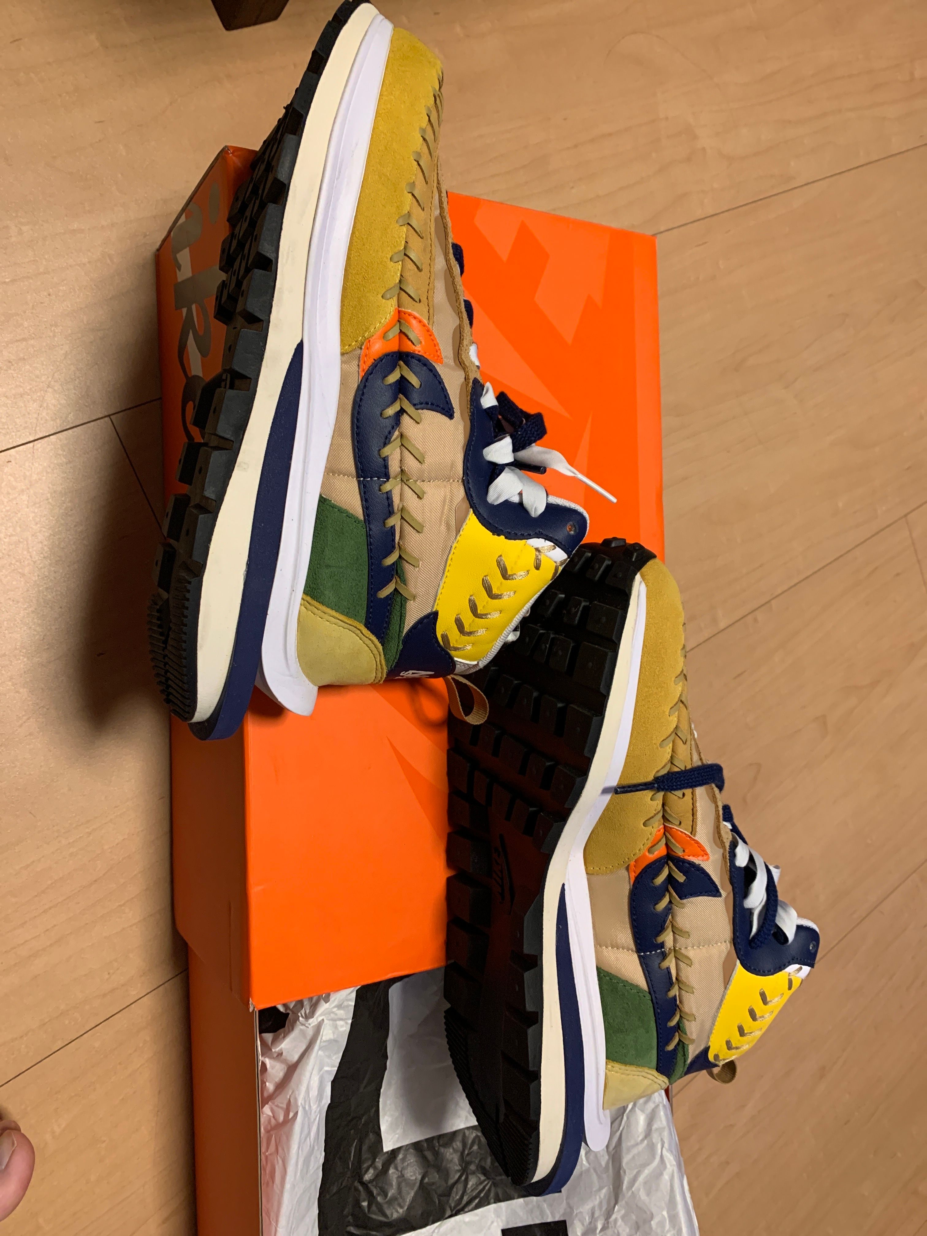 Jean-Paul Gaultier × sacai × Nike VaporWaffle "Sesame/Multi Color"
