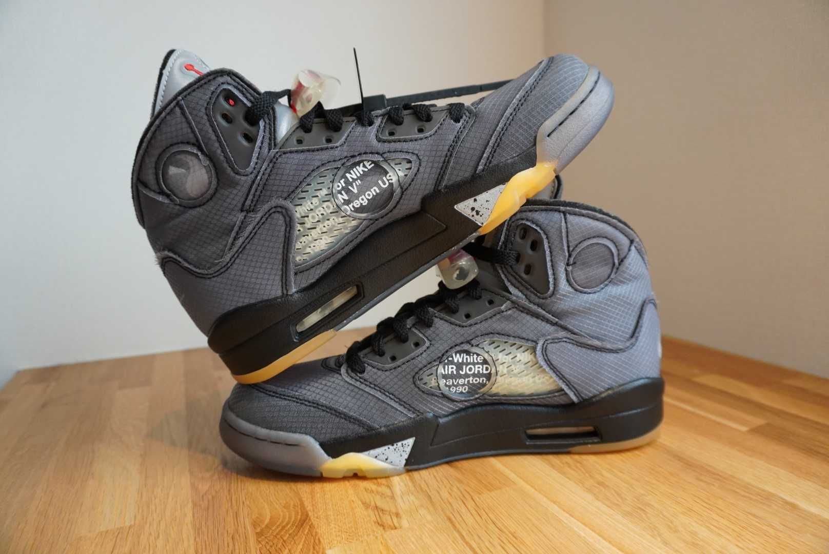 Off-White × Nike Air Jordan 5 "Black/Muslin/Fire Red"