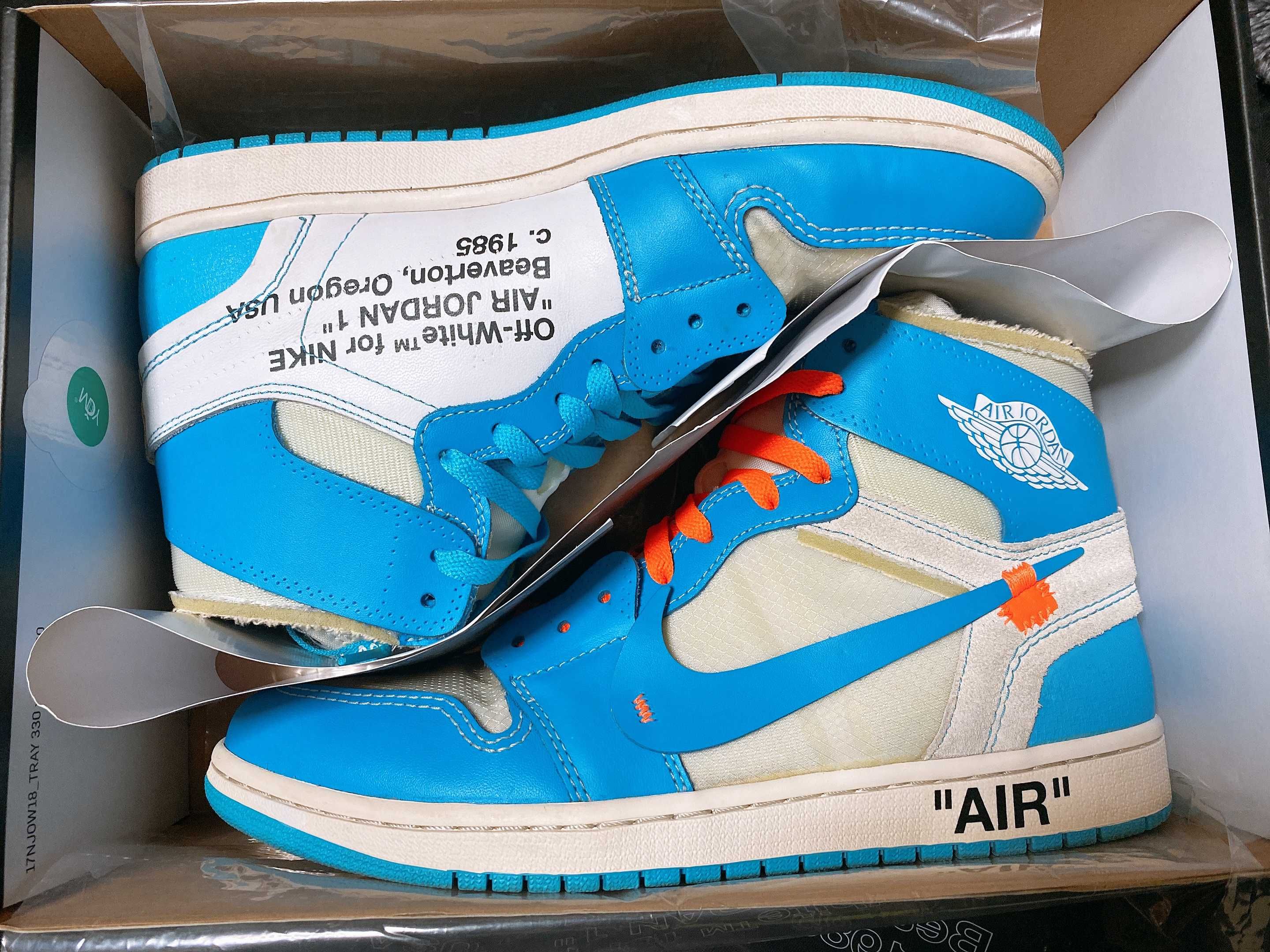 Off-White × Nike Air Jordan 1 High UNC "White/Dark Powder Blue"