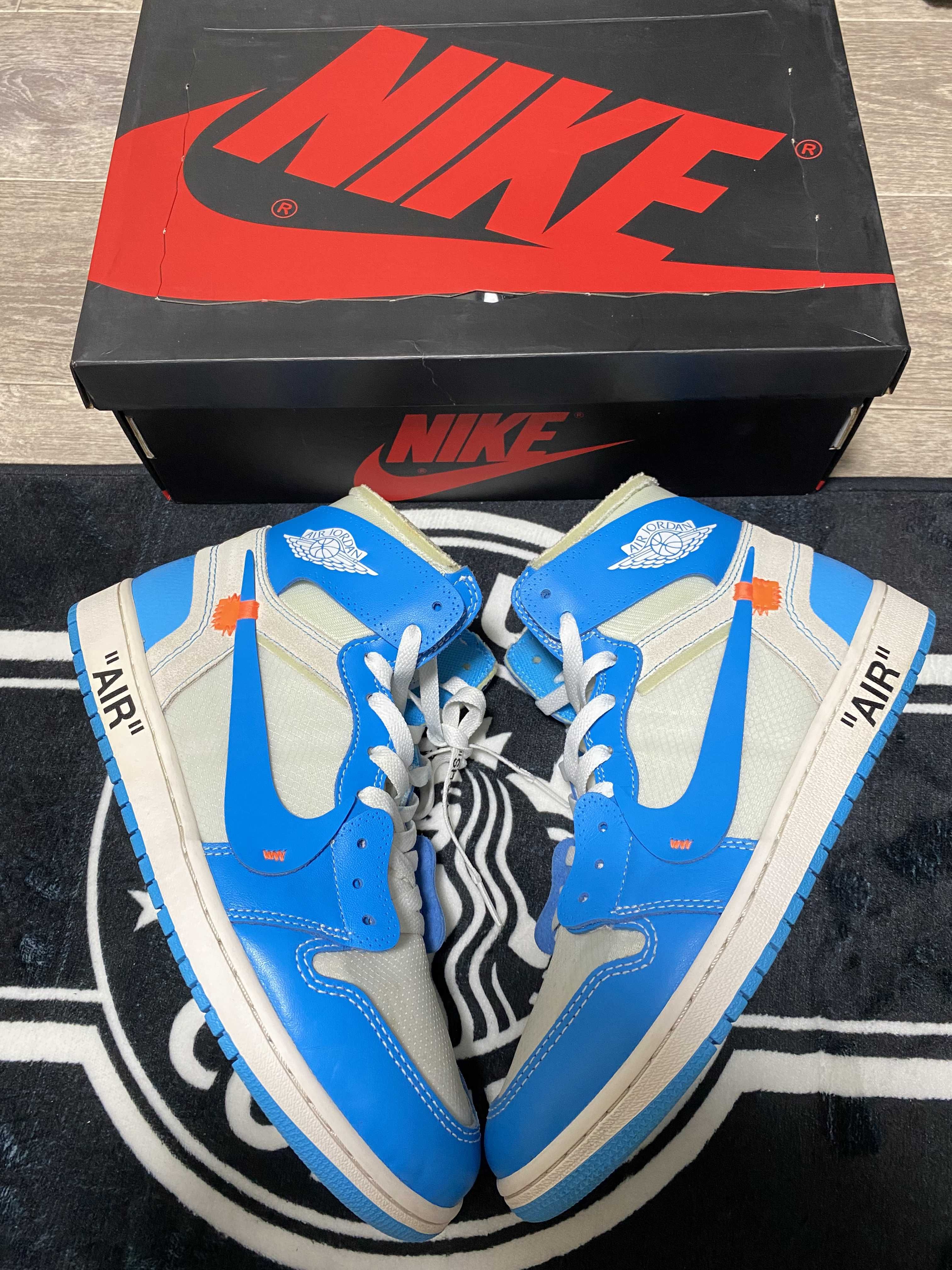 Off-White × Nike Air Jordan 1 High UNC "White/Dark Powder Blue"