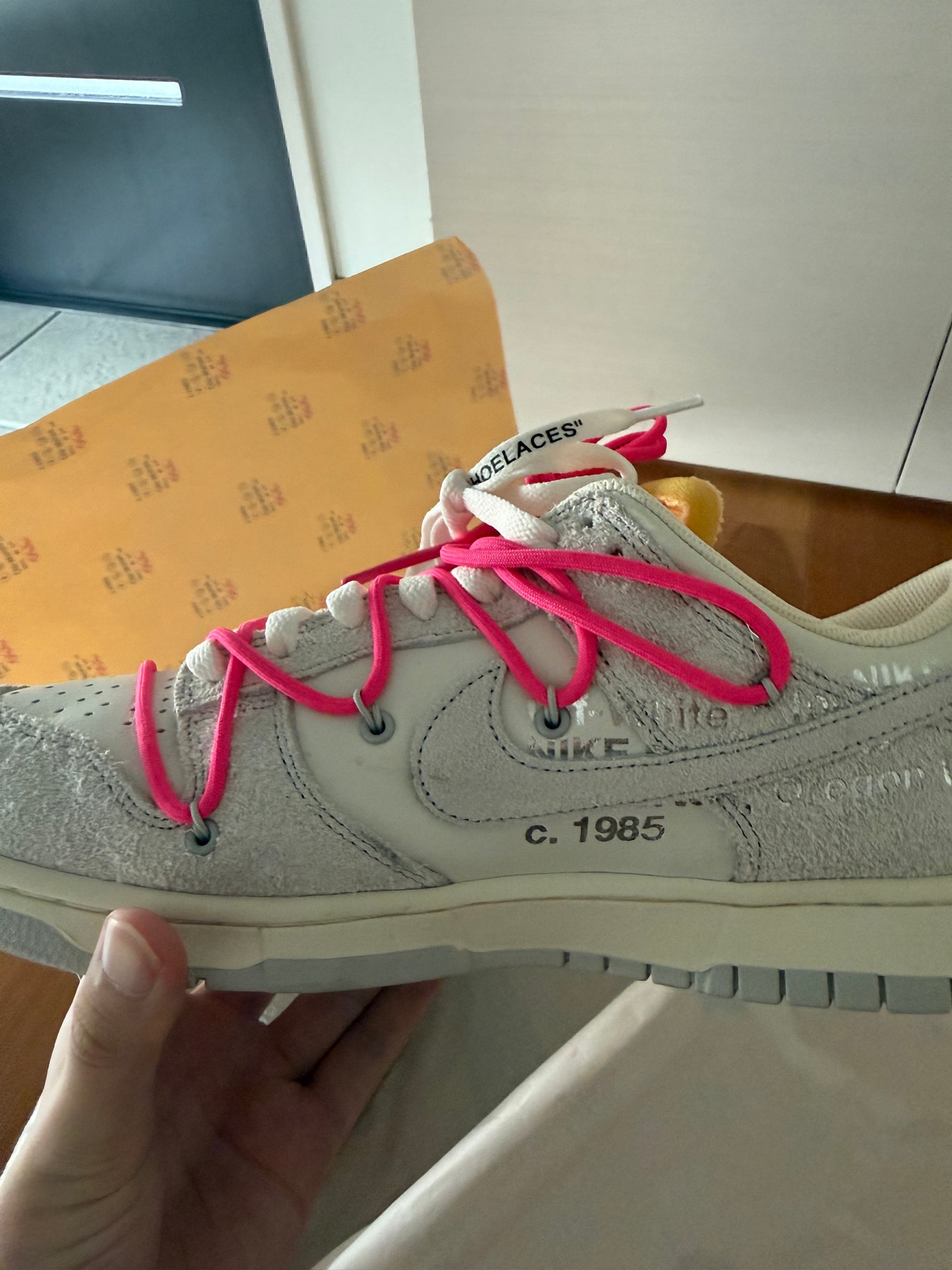 Off-White × Nike Dunk Low "Sail/Neutral Gray/Hyper Pink"