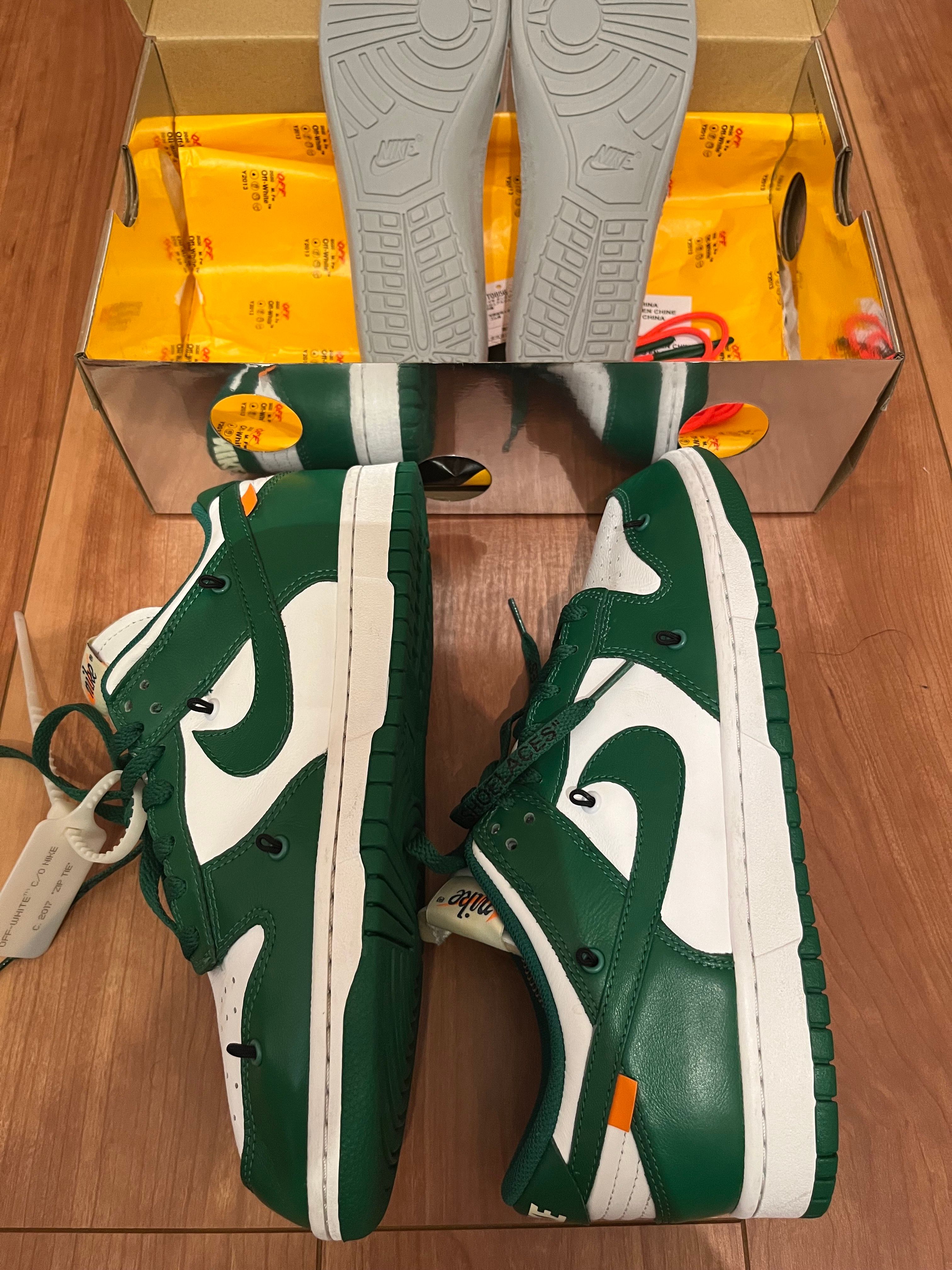 Off-White × Nike Dunk Low "White/Pine Green"