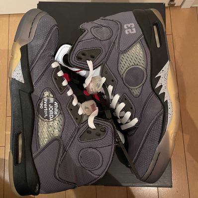 Off-White × Nike Air Jordan 5 "Black/Muslin/Fire Red"