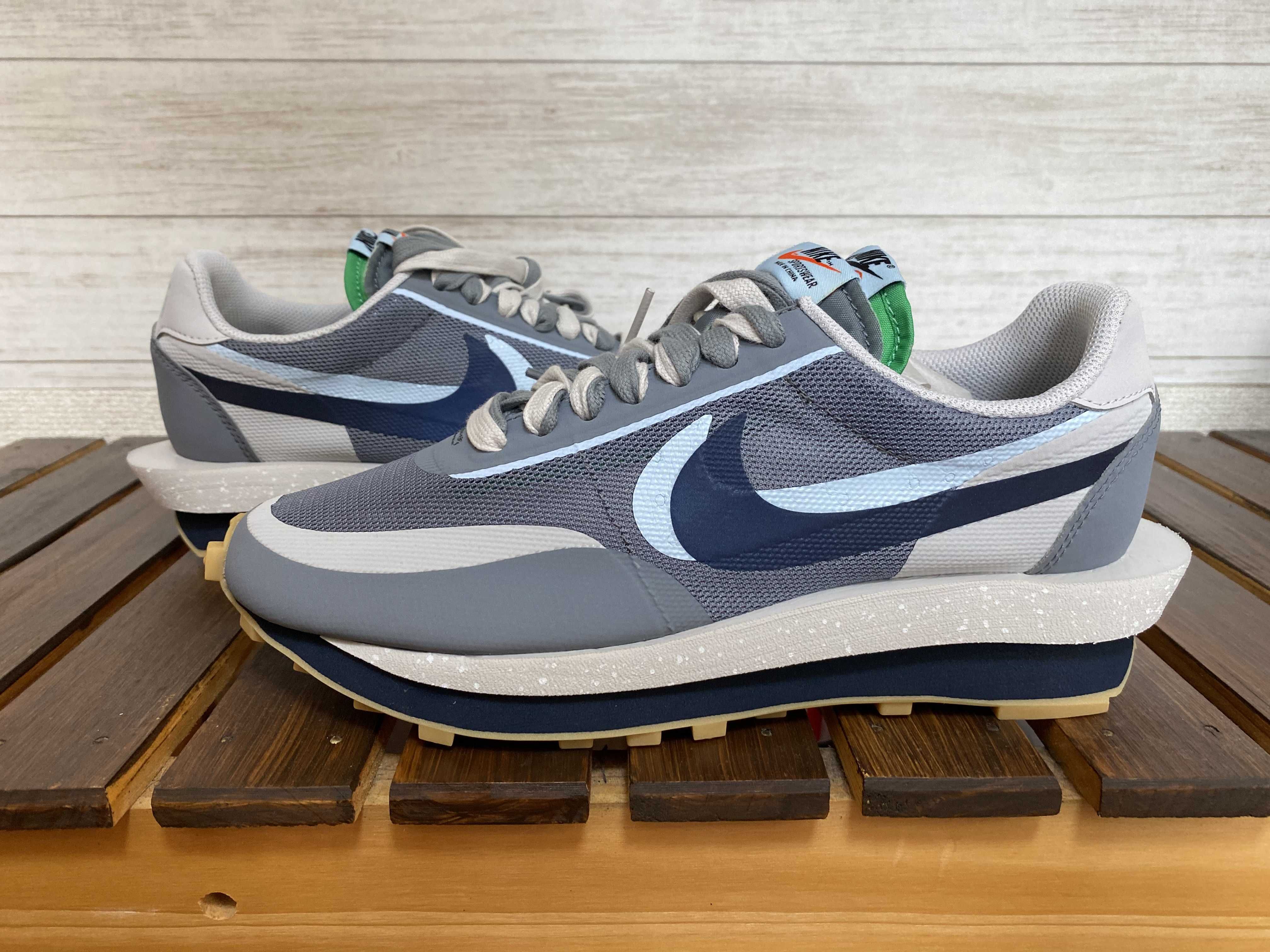 CLOT × Sacai × Nike LD Waffle "Grey Obsidian/Cool Grey"
