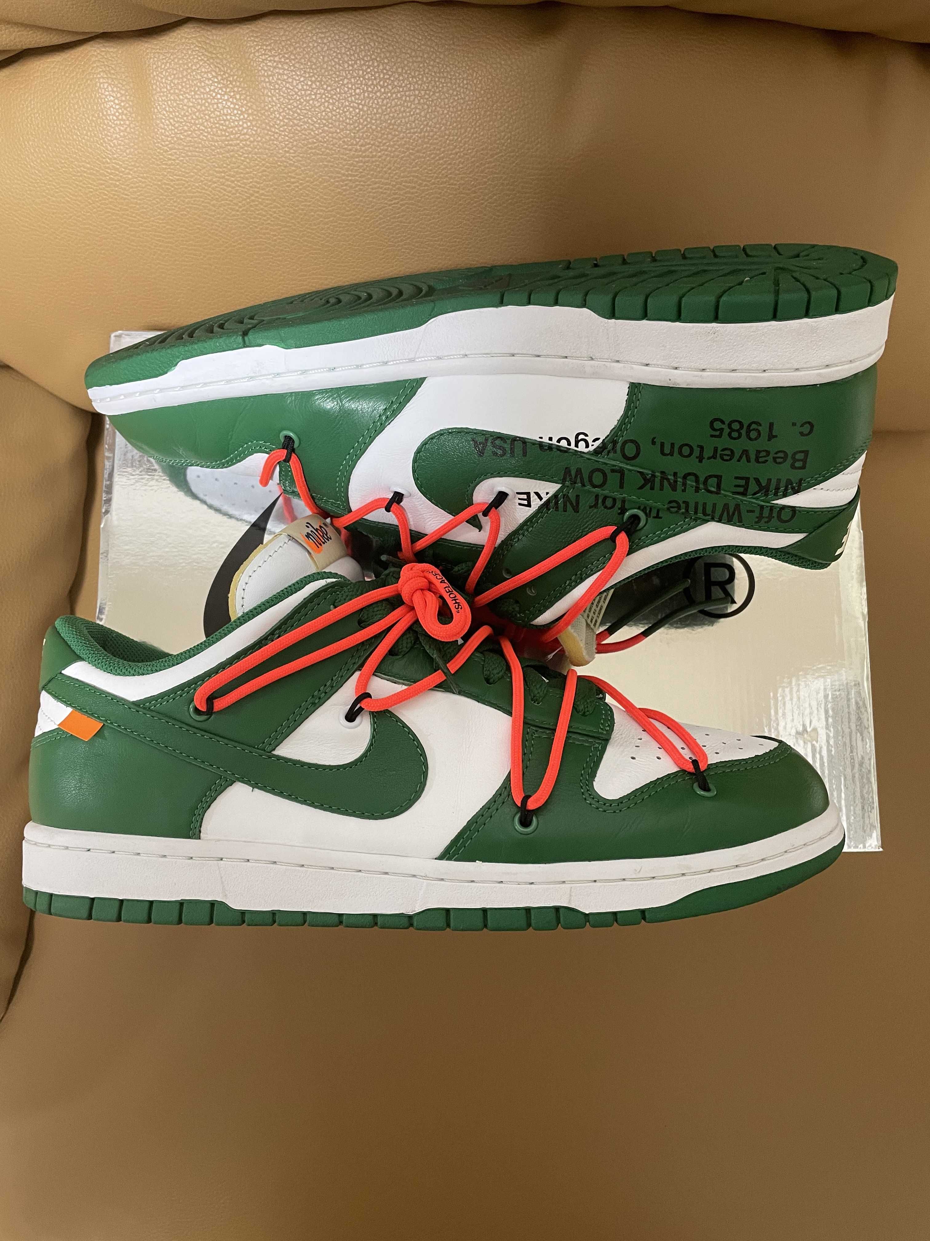 Off-White × Nike Dunk Low "White/Pine Green"