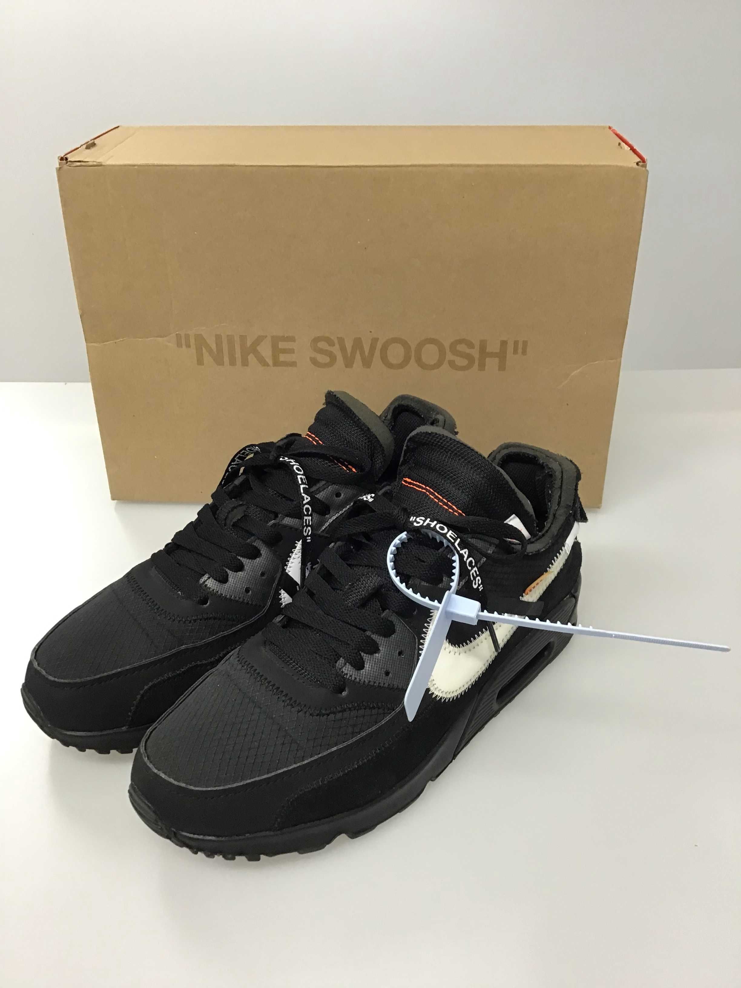 Off-White × Nike Air Max 90 "Black/Black-Cone-White"