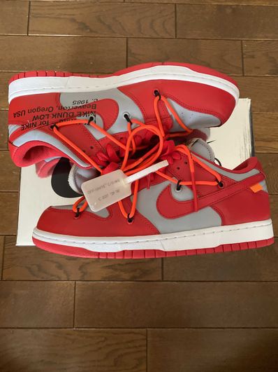 Off-White × Nike Dunk Low "University Red/Wolf Grey"