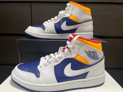 NIKE AIR JORDAN 1 MID "WHITE/NAVY/YELLOW"