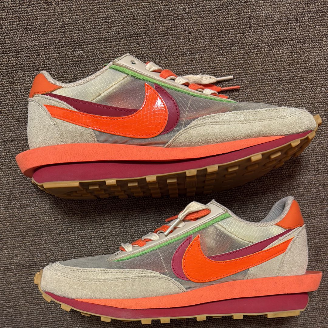 CLOT × Sacai × Nike LD Waffle "Orange Blaze"