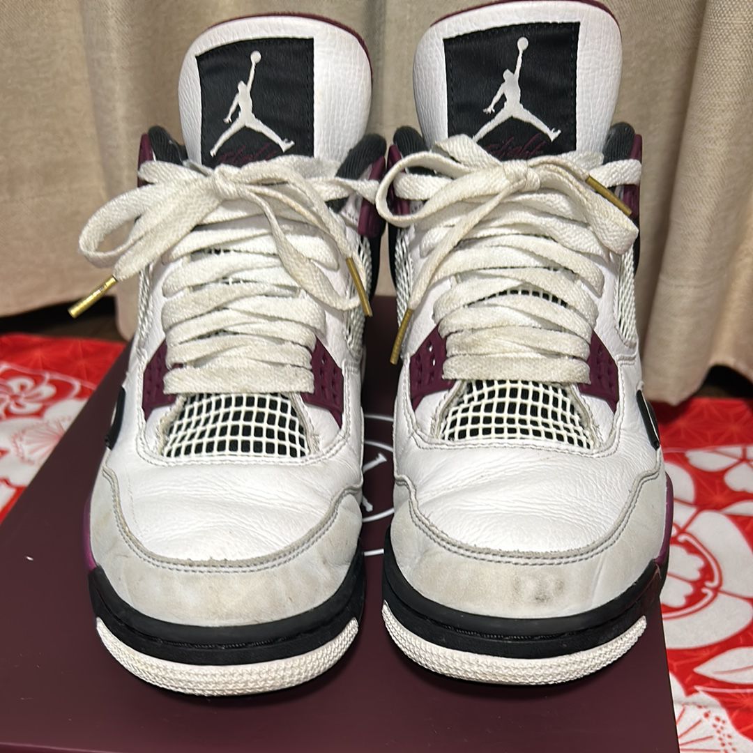 Paris Saint Germain ×Nike Air Jordan 4 Retro "White/Bordeaux/Neutral Gray"