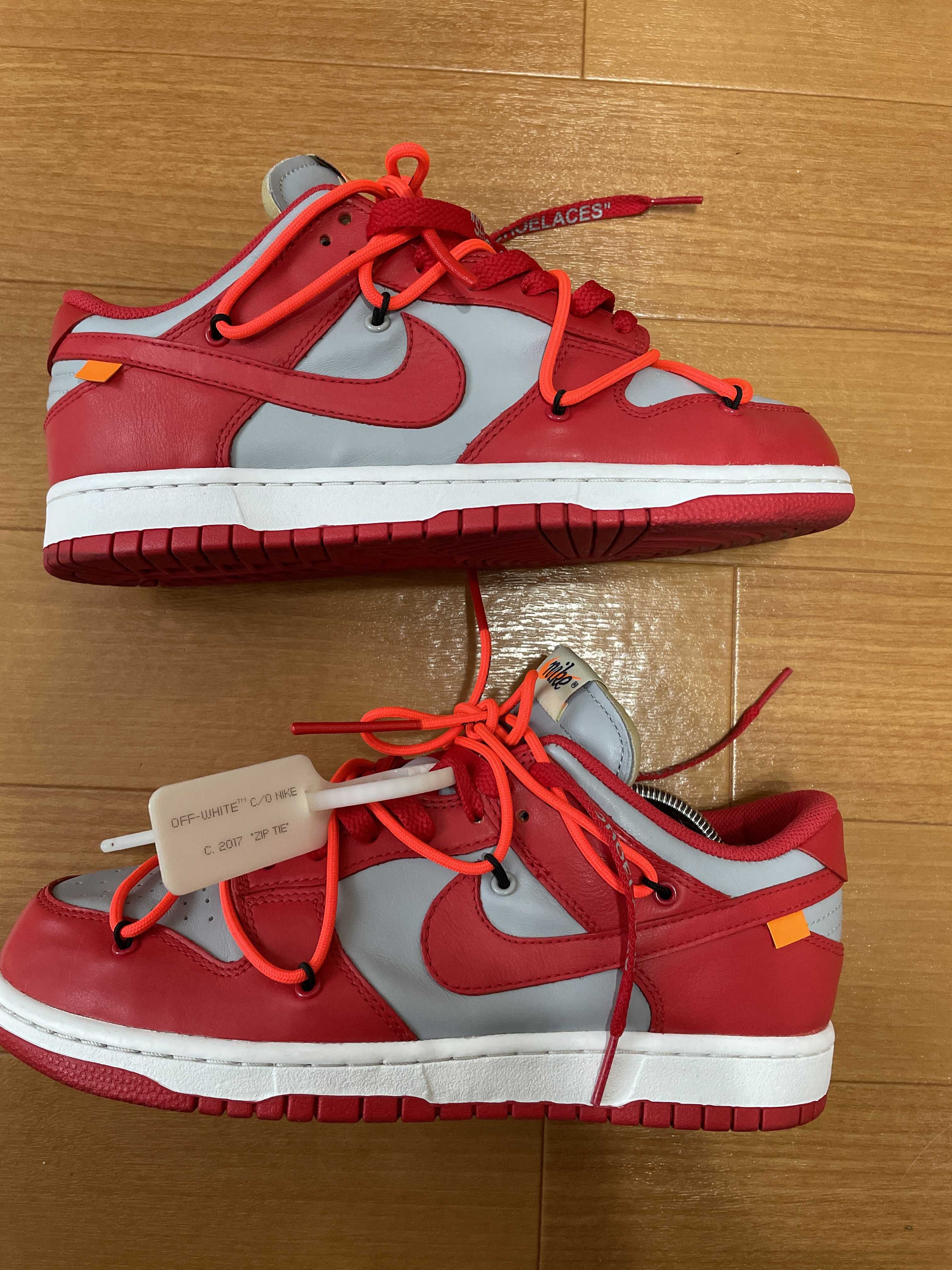 Off-White × Nike Dunk Low "University Red/Wolf Grey"