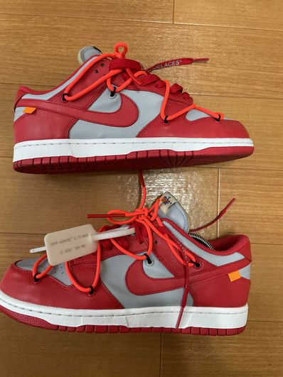 Off-White × Nike Dunk Low "University Red/Wolf Grey"