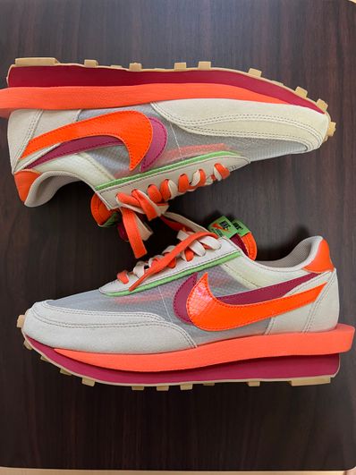 CLOT × Sacai × Nike LD Waffle "Orange Blaze"