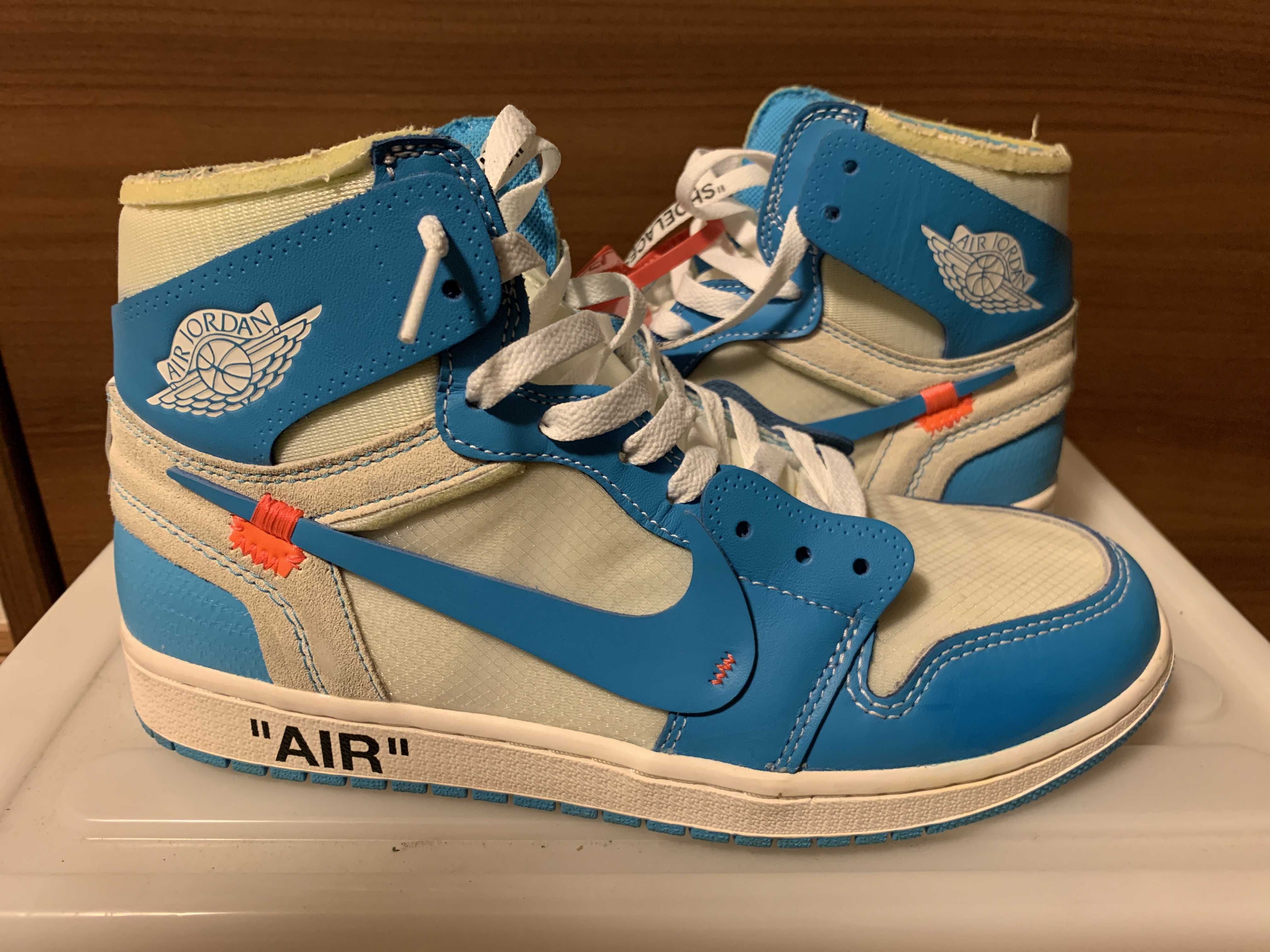 Off-White × Nike Air Jordan 1 High UNC "White/Dark Powder Blue"