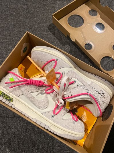 Off-White × Nike Dunk Low "Sail/Neutral Gray/Hyper Pink"