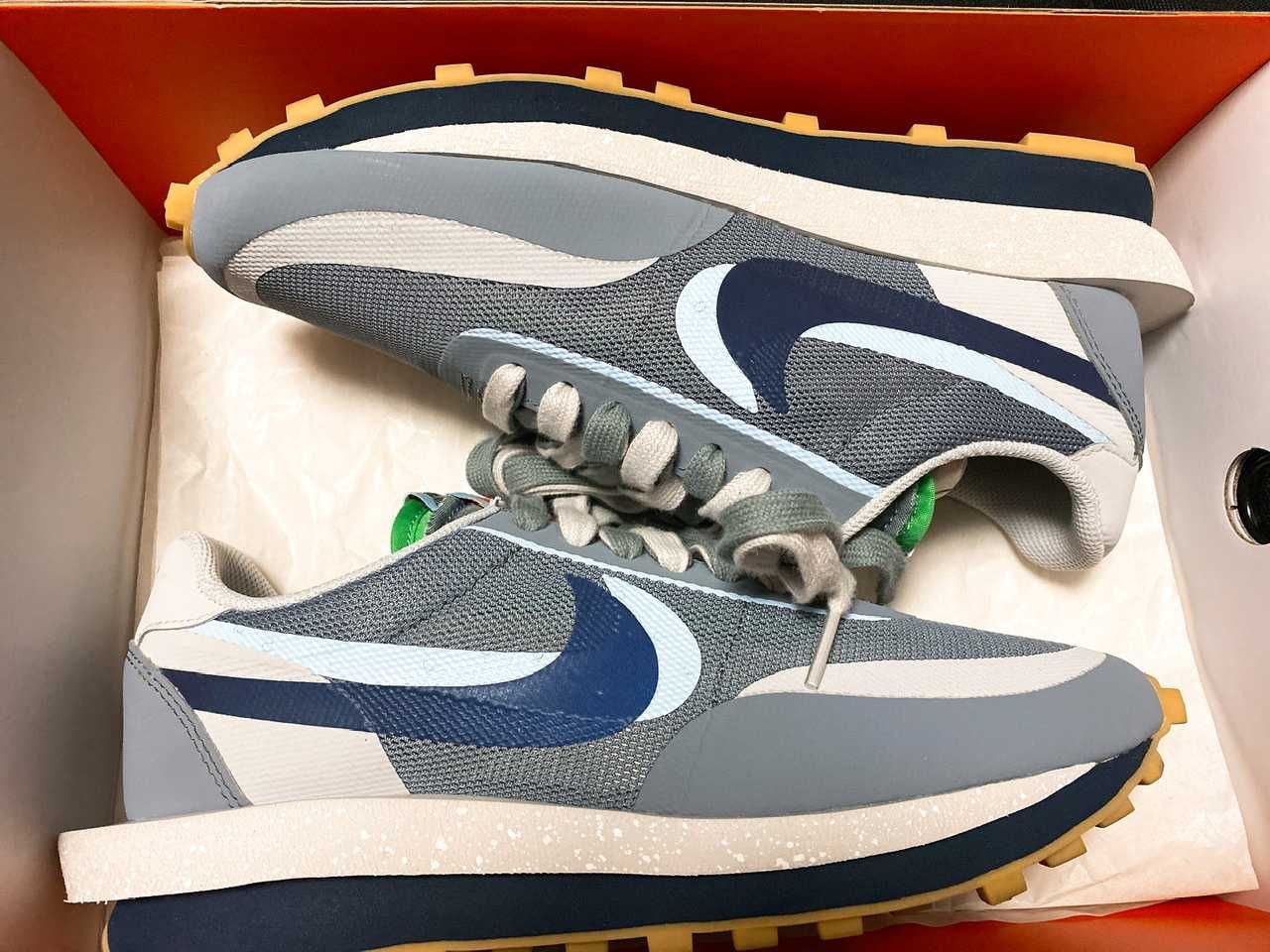 CLOT × Sacai × Nike LD Waffle "Grey Obsidian/Cool Grey"