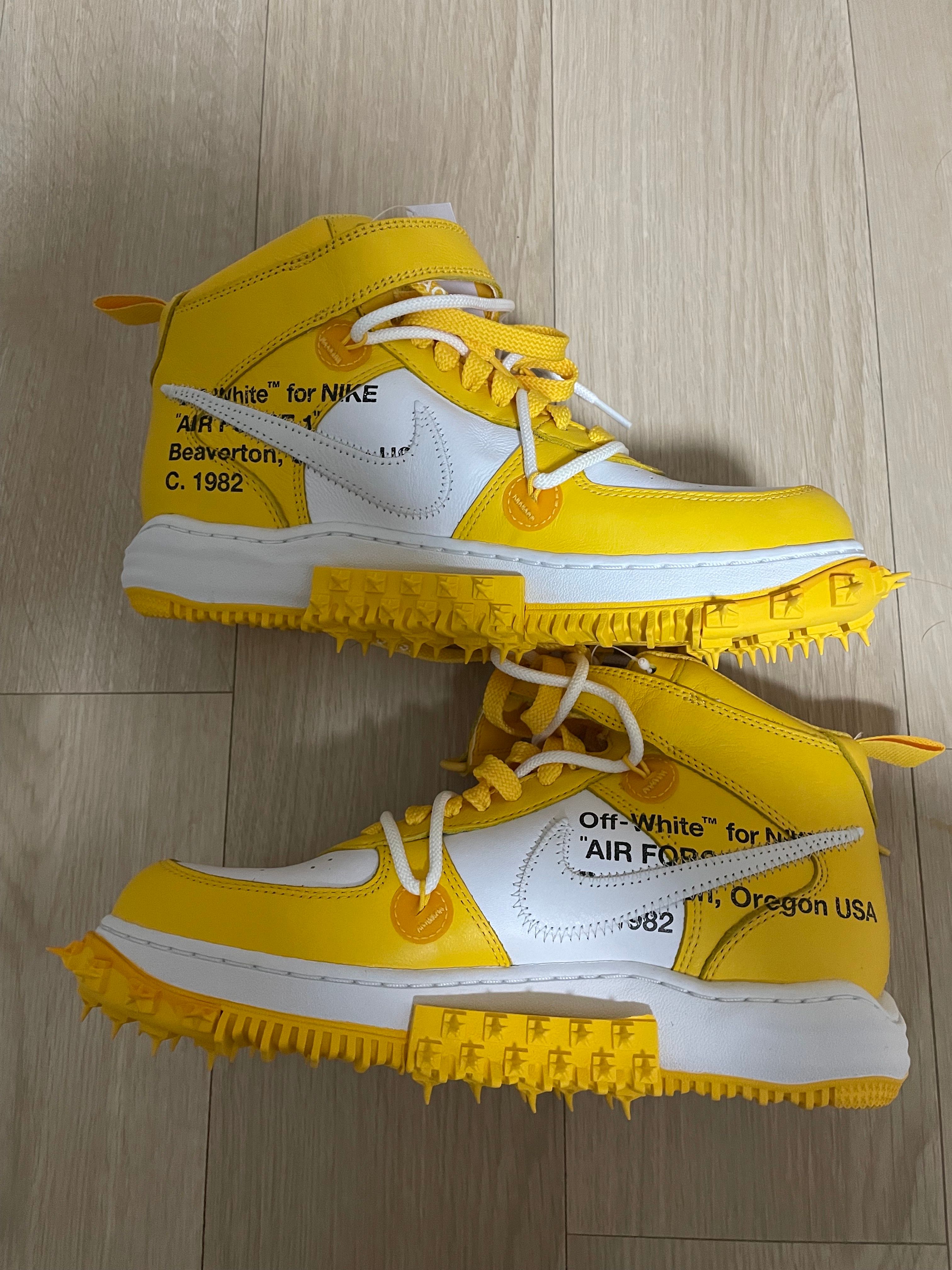 Off-White × Nike Air Force 1 Mid SP LTHR "White and Varsity Maize"