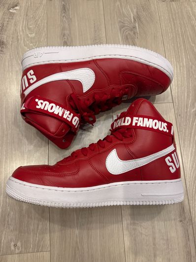 Supreme × Nike Air Force 1 High World Famous "Red"
