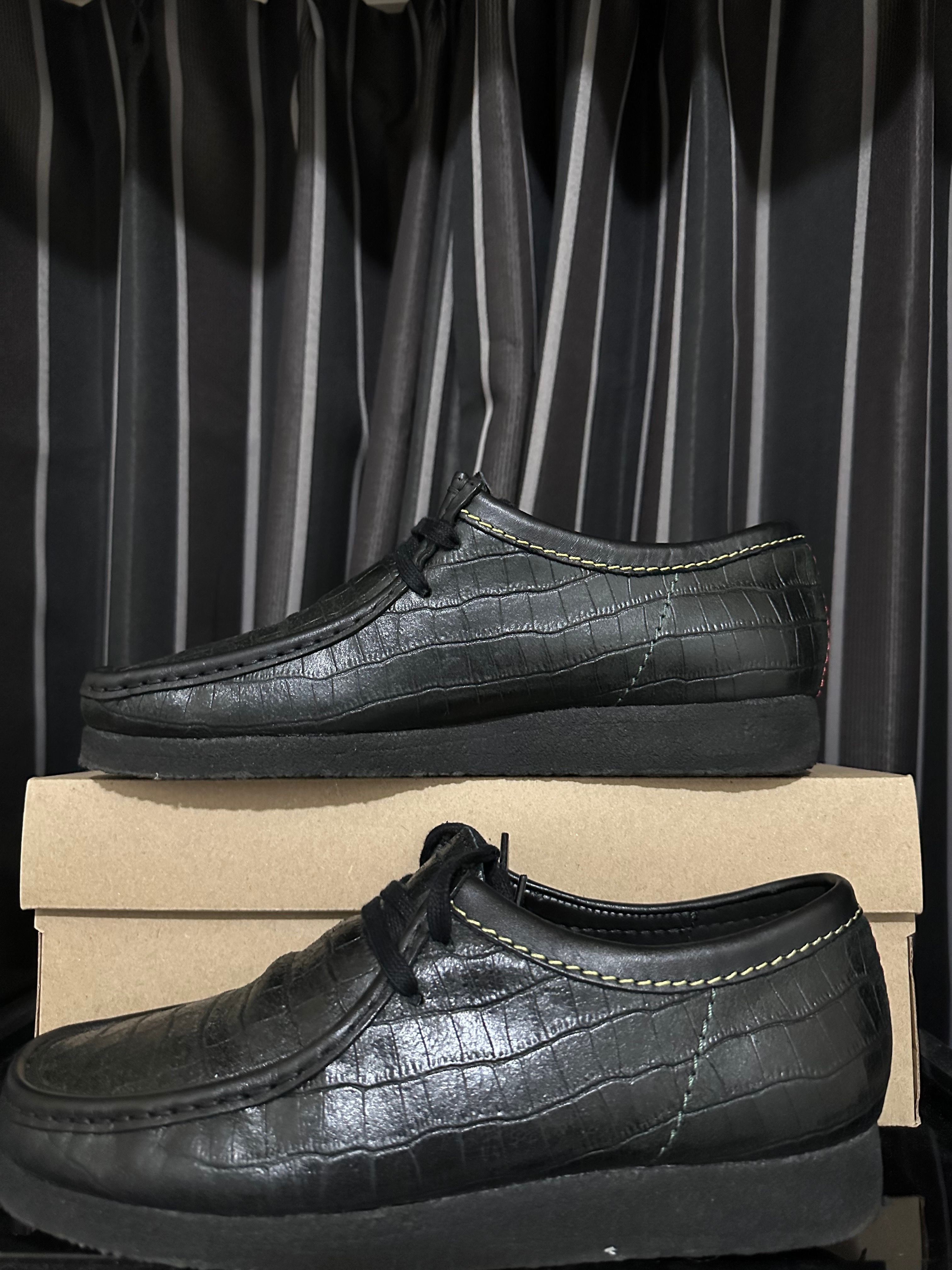 WACKO MARIA × Clarks Wallabee Crocodile Embossed Leather "Black"