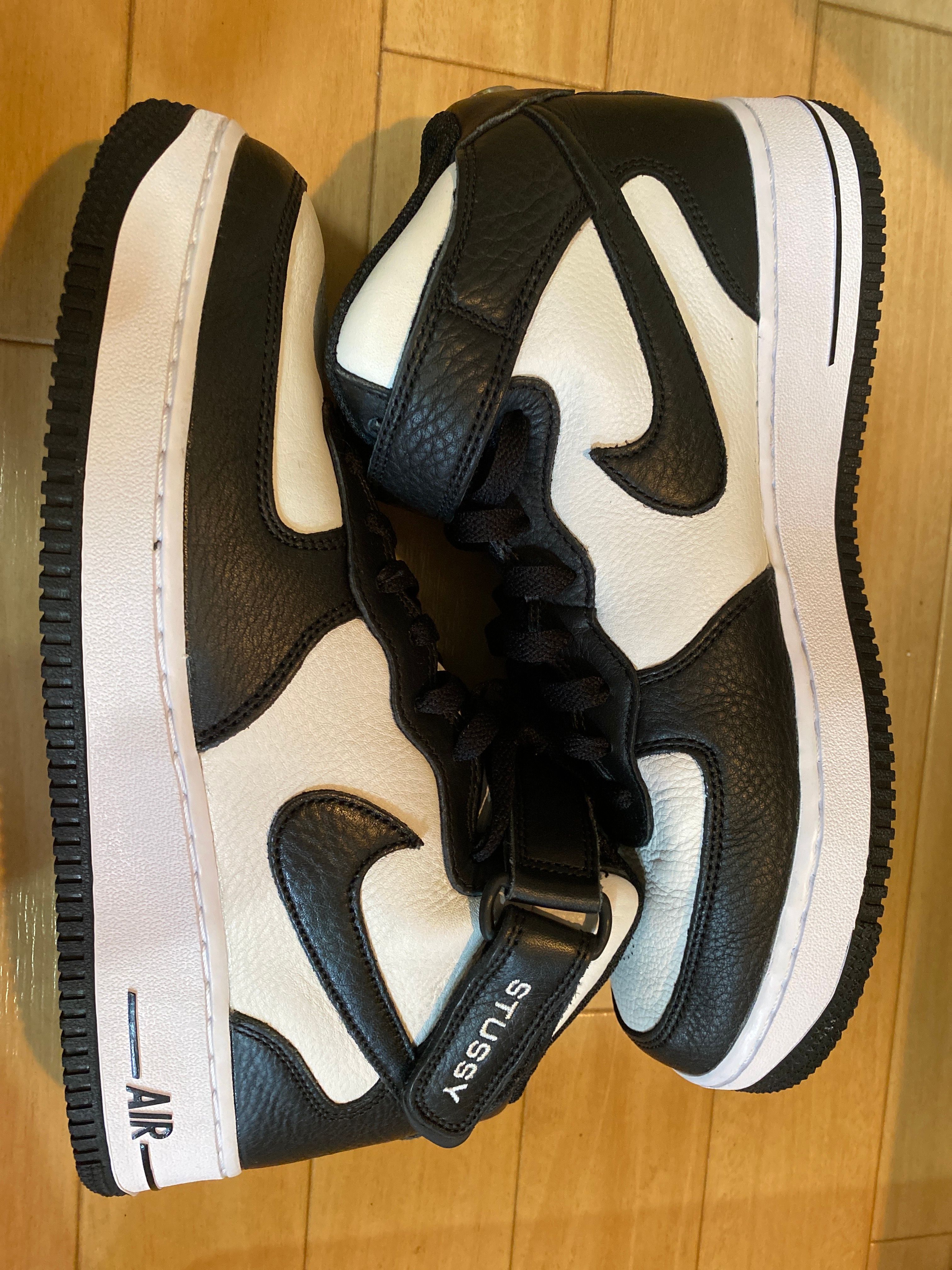 Stussy × Nike Air Force 1 Mid "Black and Light Bone"