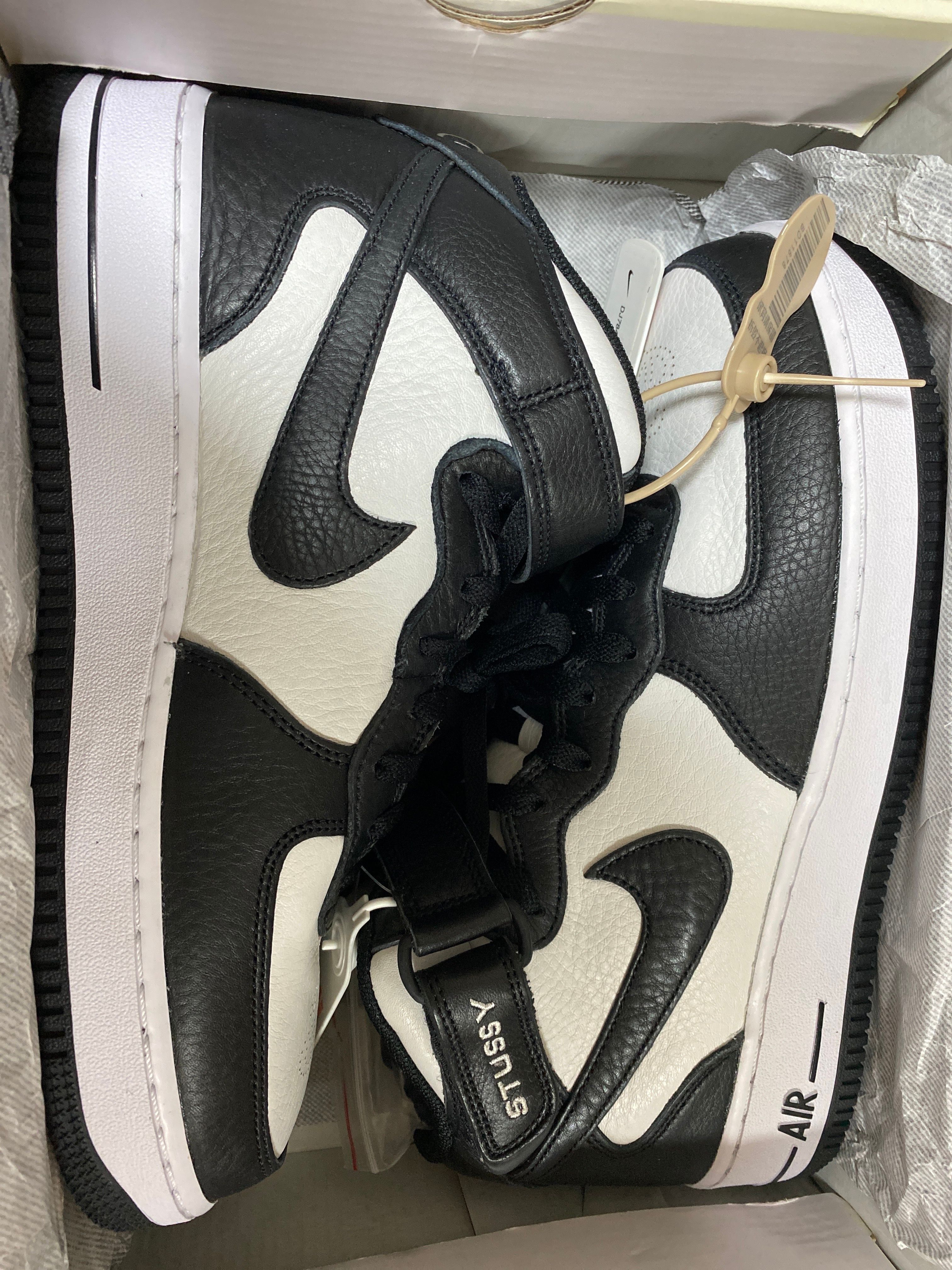 Stussy × Nike Air Force 1 Mid "Black and Light Bone"