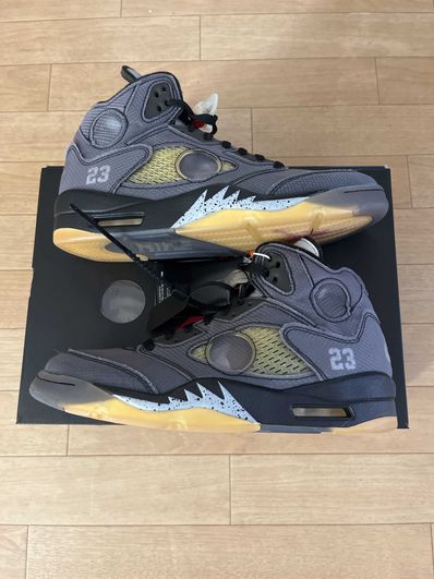 Off-White × Nike Air Jordan 5 "Black/Muslin/Fire Red"