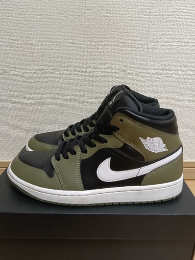 Nike Air Jordan 1 Mid "Black/Medium Olive/Sail/White"
