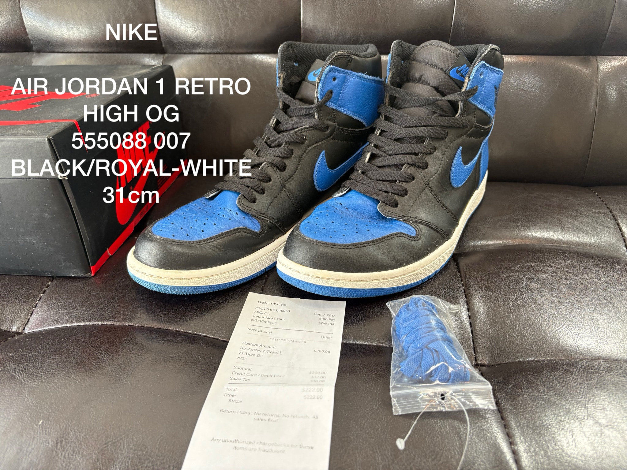 Nike Air Jordan 1 Retro High OG "Royal" (2017)