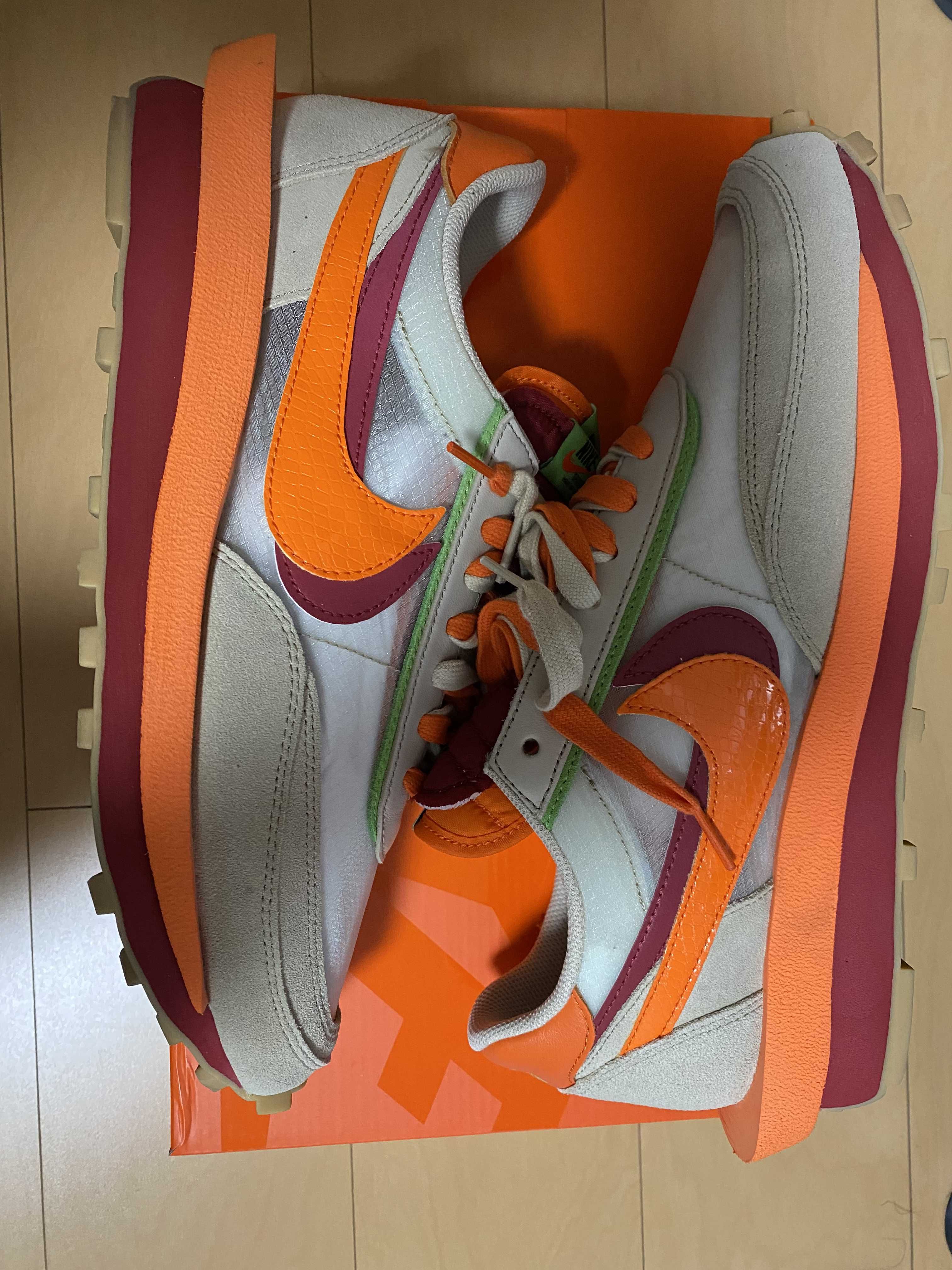 CLOT × Sacai × Nike LD Waffle "Orange Blaze"