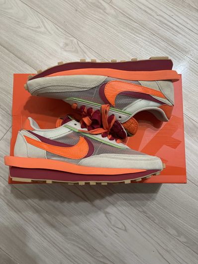 CLOT × Sacai × Nike LD Waffle "Orange Blaze"