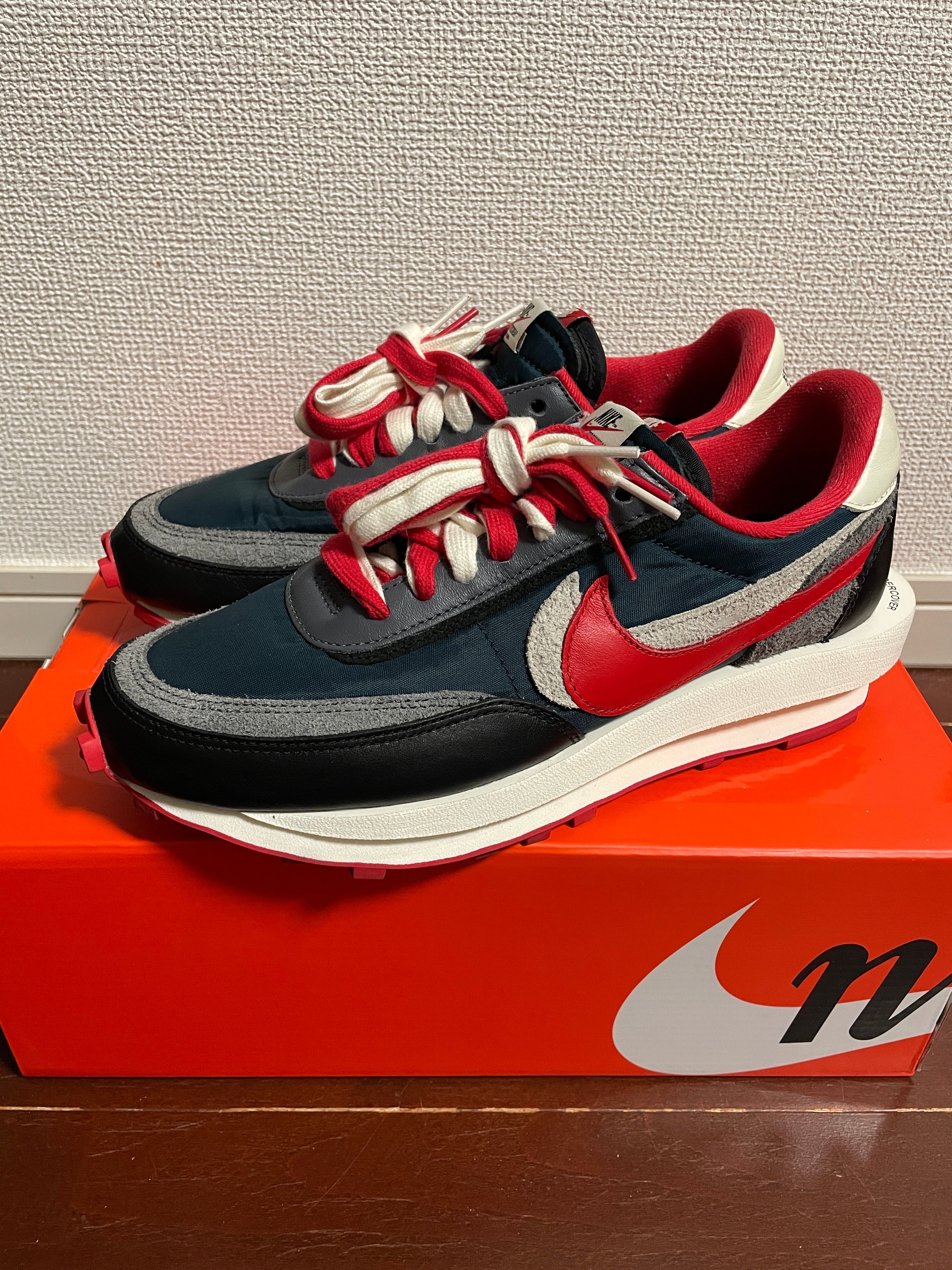 UNDERCOVER × sacai × Nike LD Waffle "Midnight Spruce/Pale Ivory-Dark Grey-University Red"