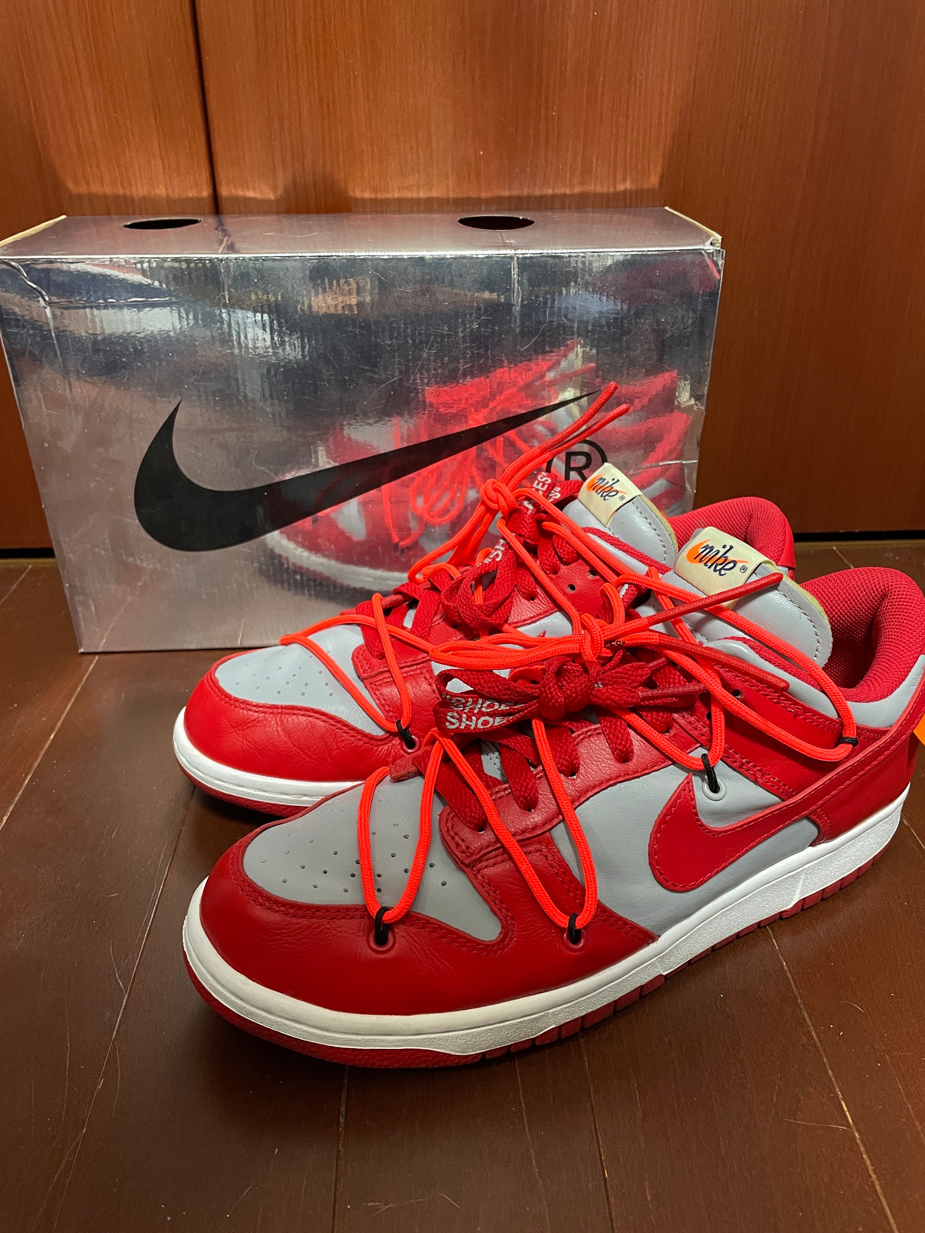 Off-White × Nike Dunk Low "University Red/Wolf Grey"