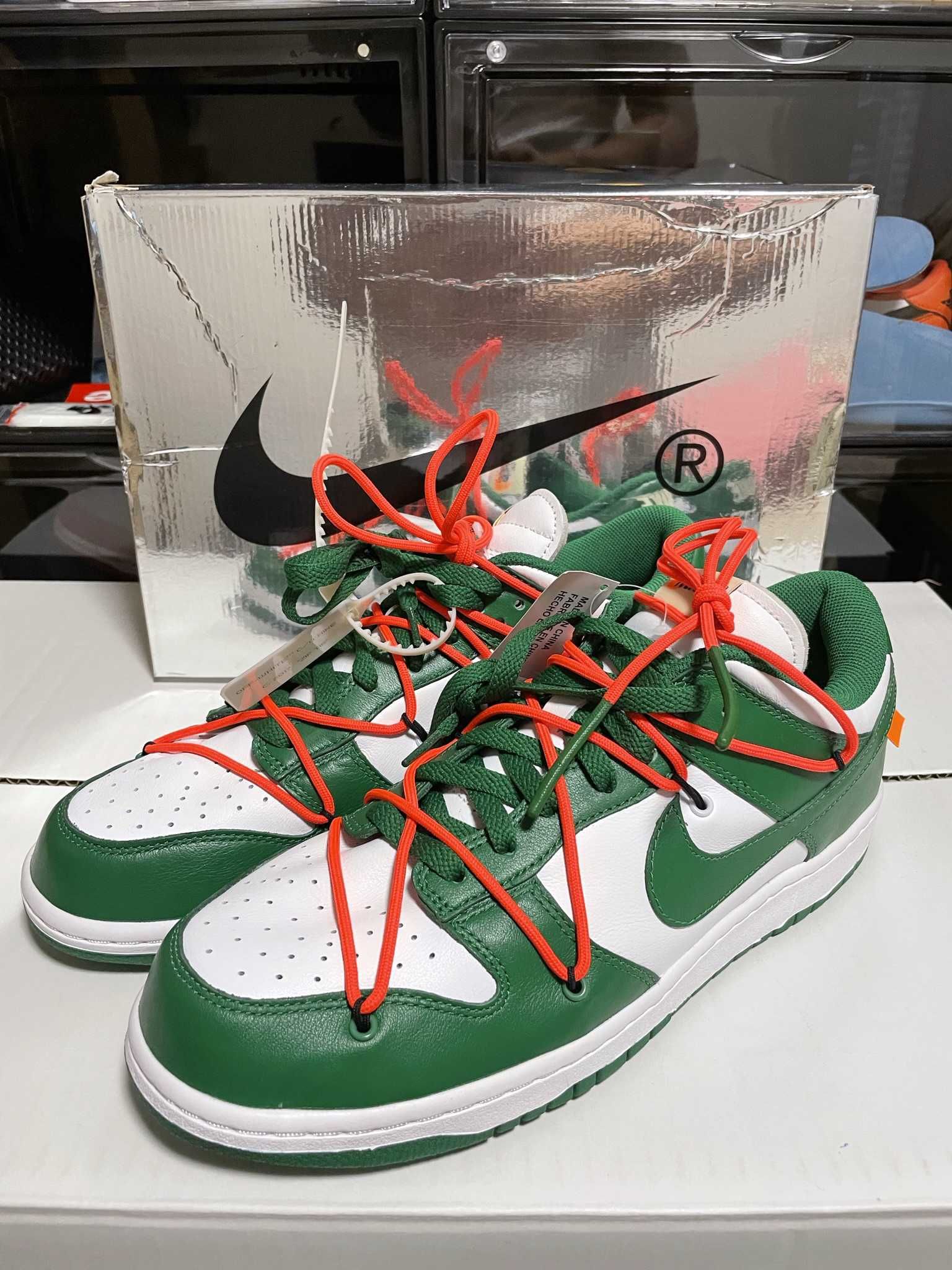 Off-White × Nike Dunk Low "White/Pine Green"