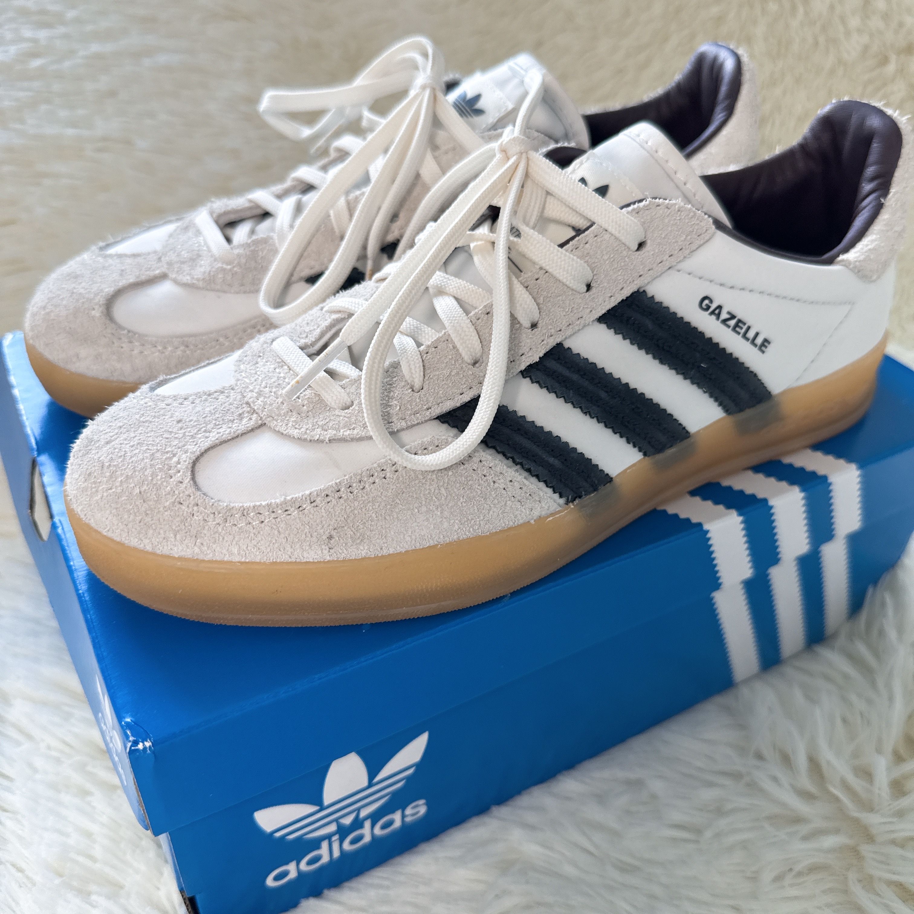 Hikari Shibata × adidas Gazelle Indoor "Core White/Night Grey/Cream White"