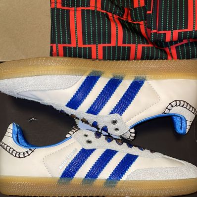 Wales Bonner × adidas Nylon Samba "Wonder Clay/Team Royal Blue/Wonder White"