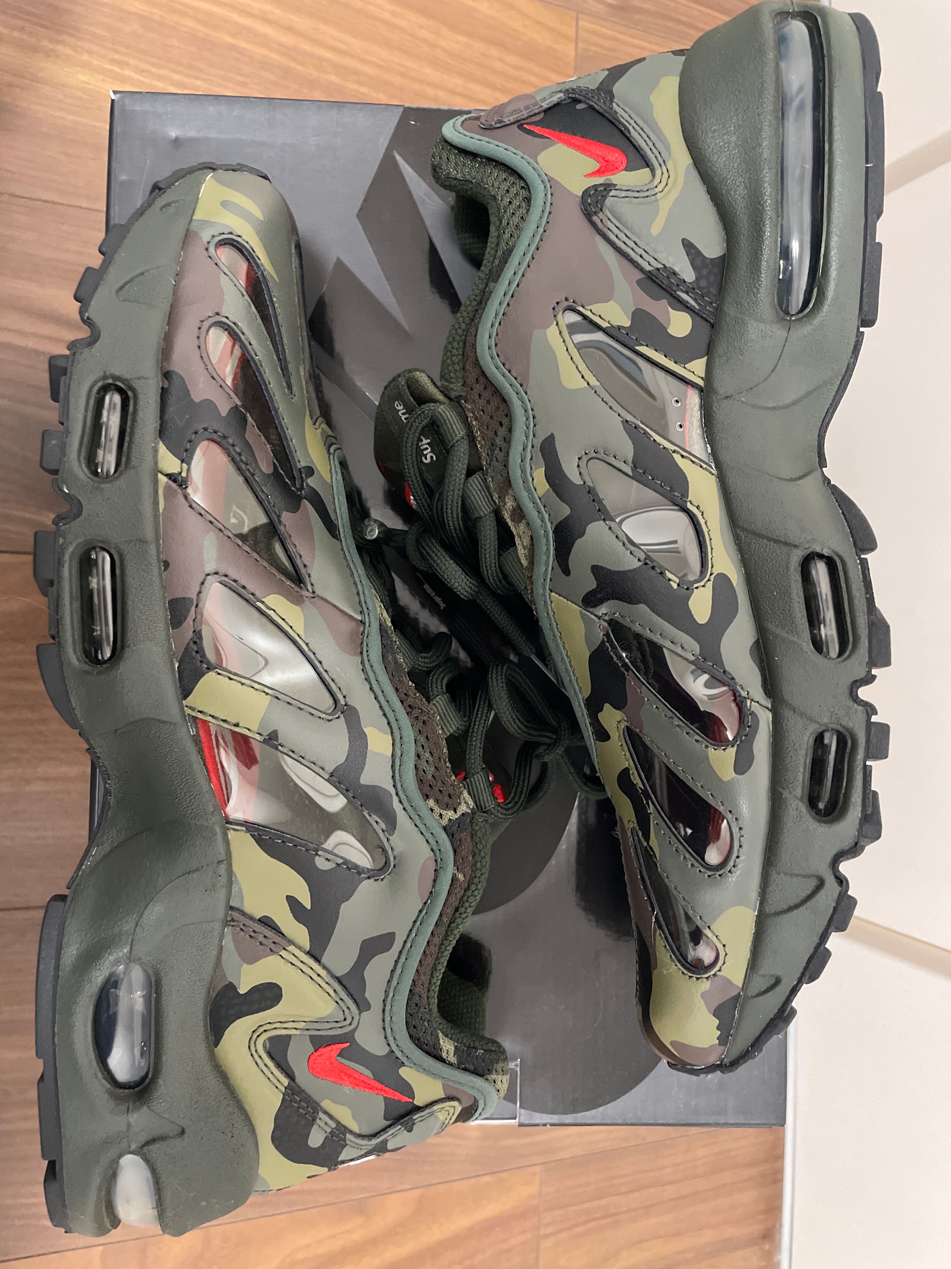 Supreme × Nike Air Max 96 "Dark Army Camo/Speed Red/Clear"