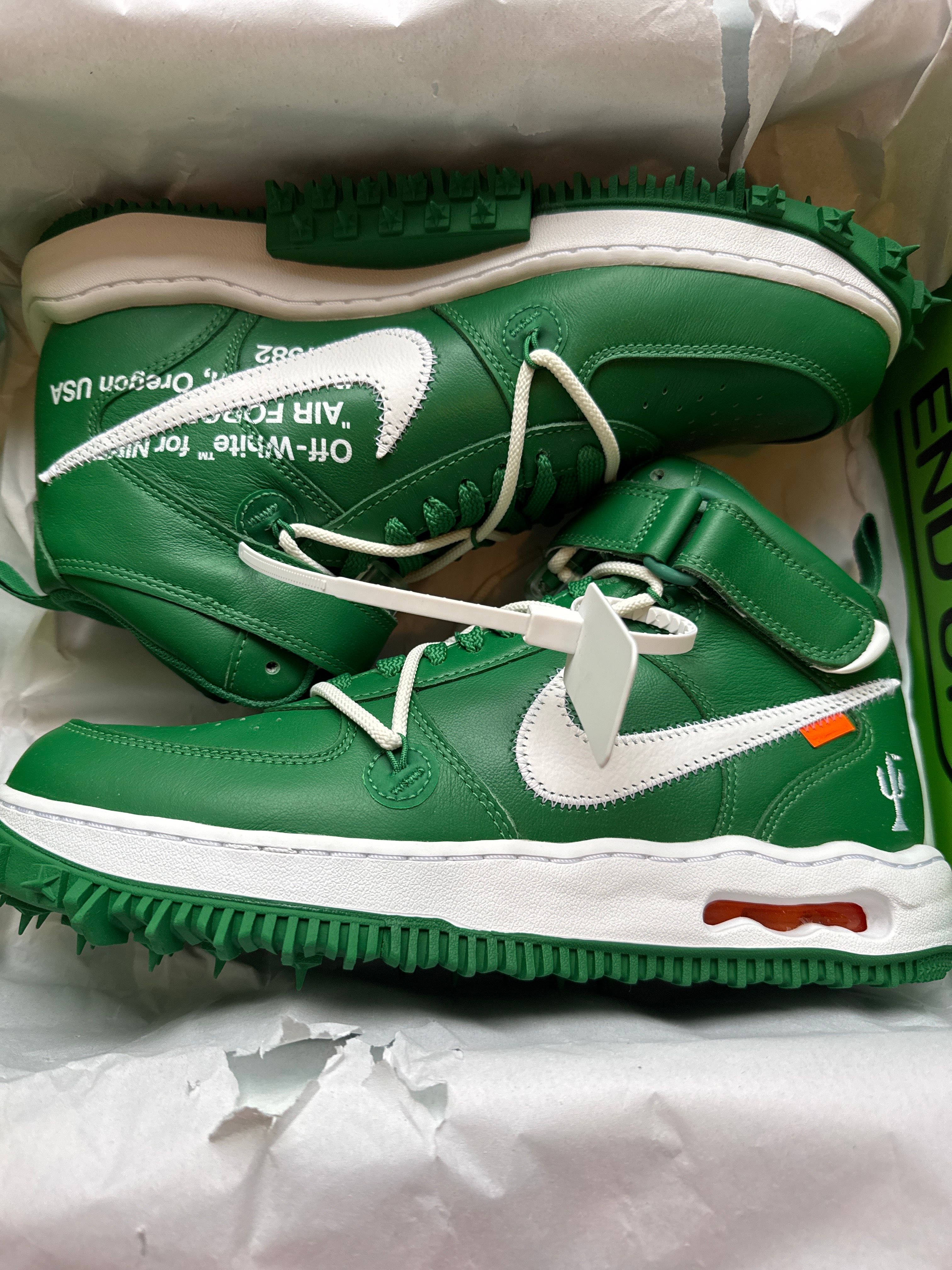 Off-White × Nike Air Force 1 Mid SP LTHR "Pine Green"