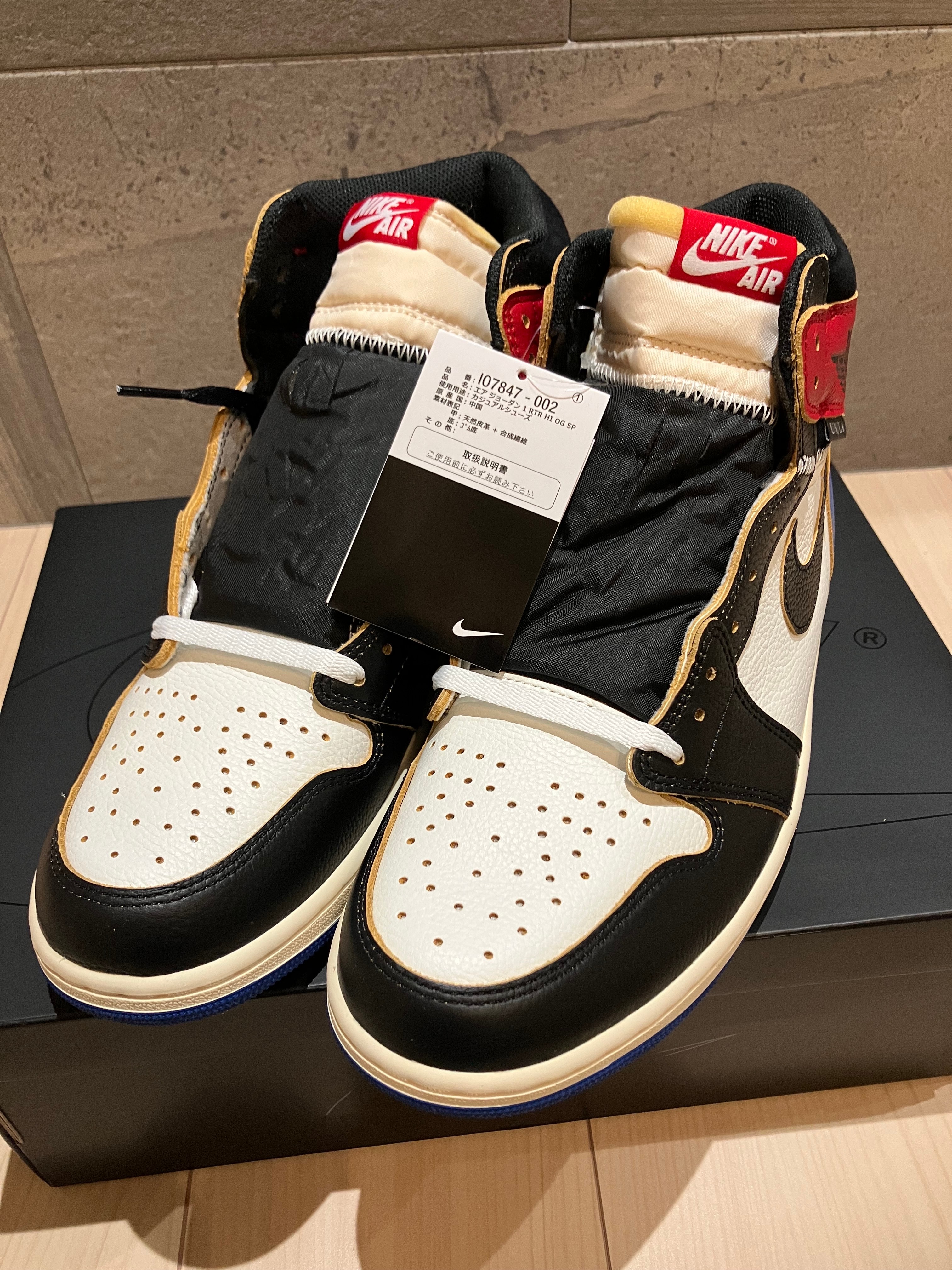 fragment design × UNION × Nike Air Jordan 1 High OG "Black/Varsity Red"