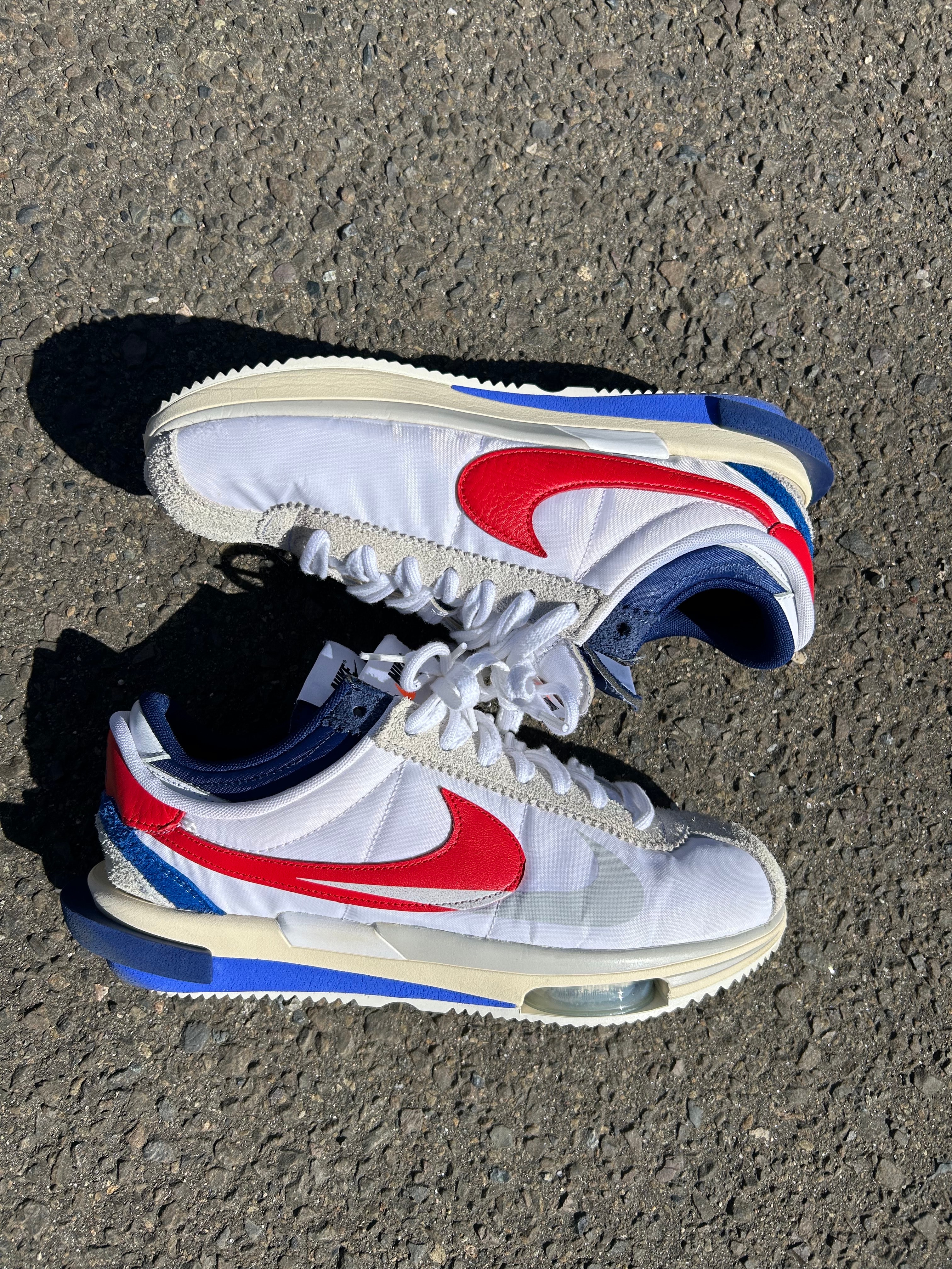 sacai × Nike Zoom Cortez "White and University Red"