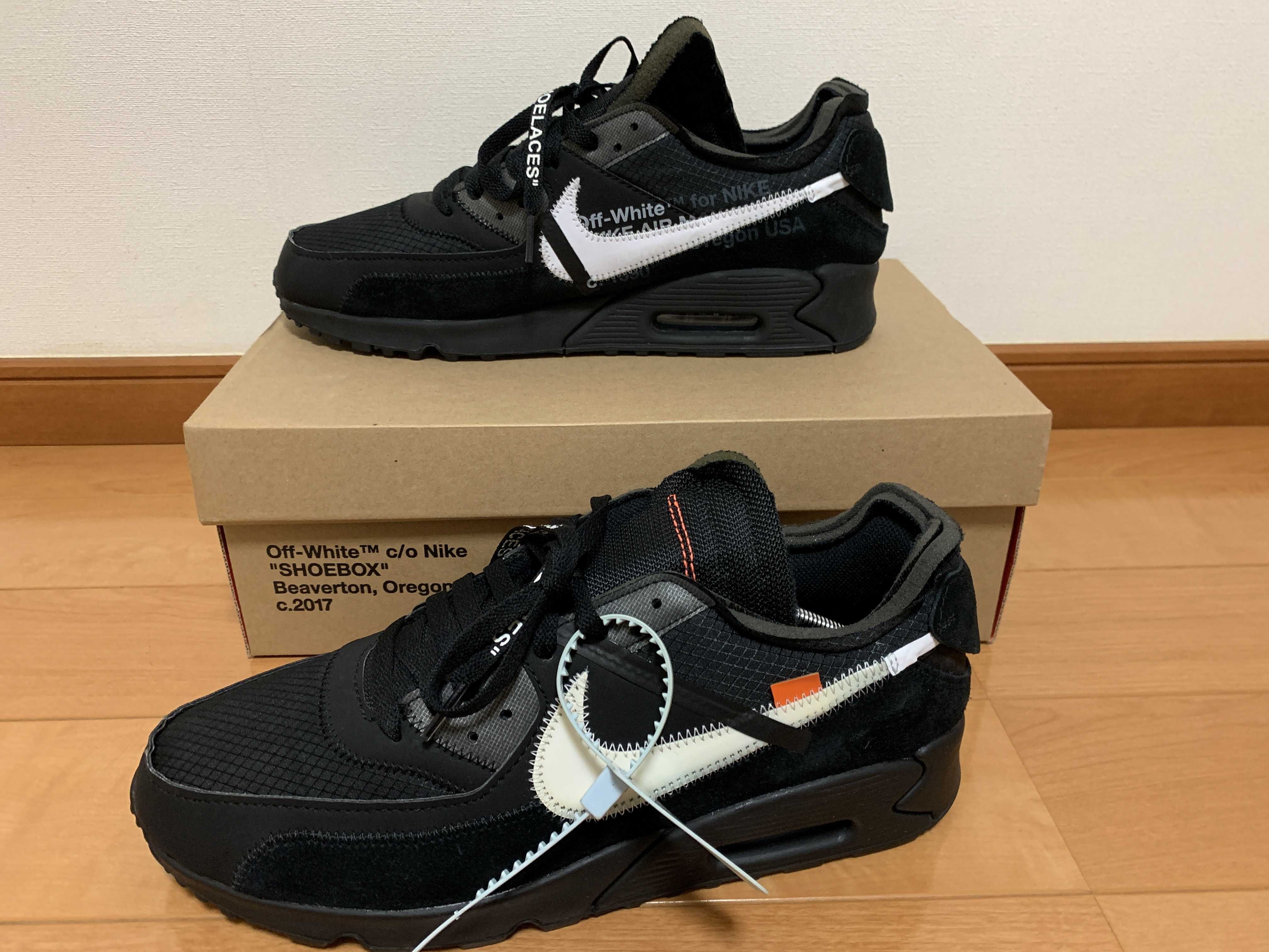 Off-White × Nike Air Max 90 "Black/Black-Cone-White"