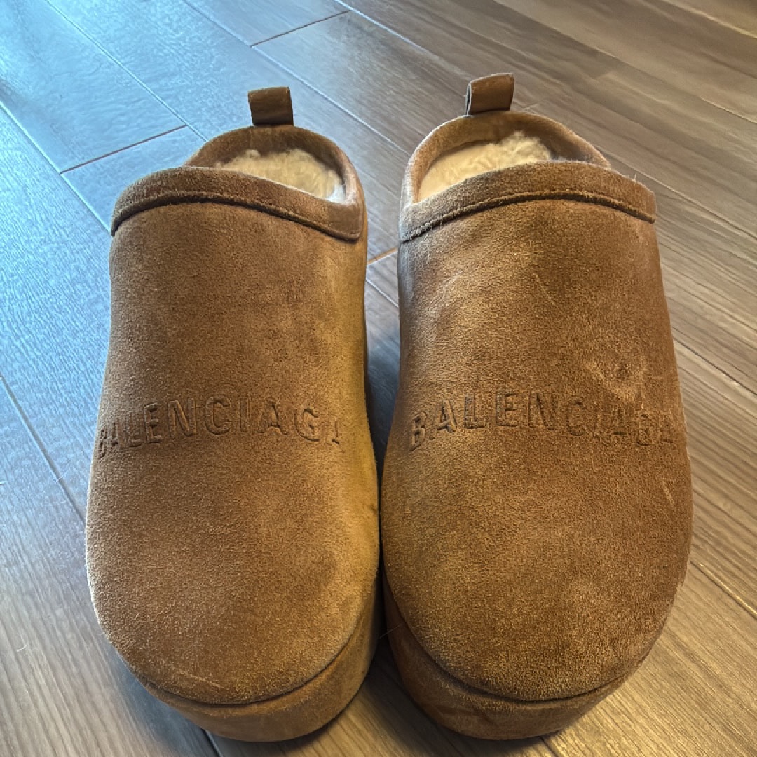 バレンシアガ ウィメンズ アラスカ ソフト プラットフォーム ミュール "ブラウン/ホワイト"