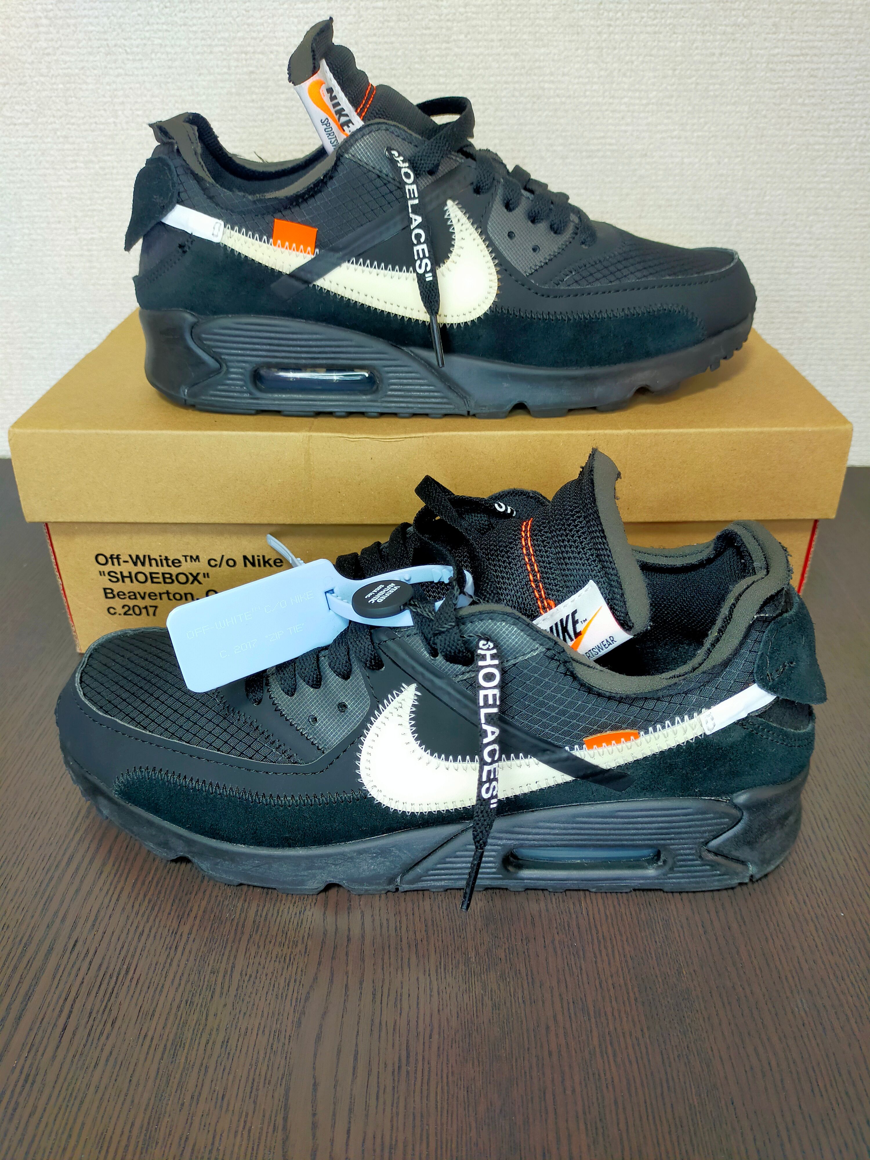 Off-White × Nike Air Max 90 "Black/Black-Cone-White"