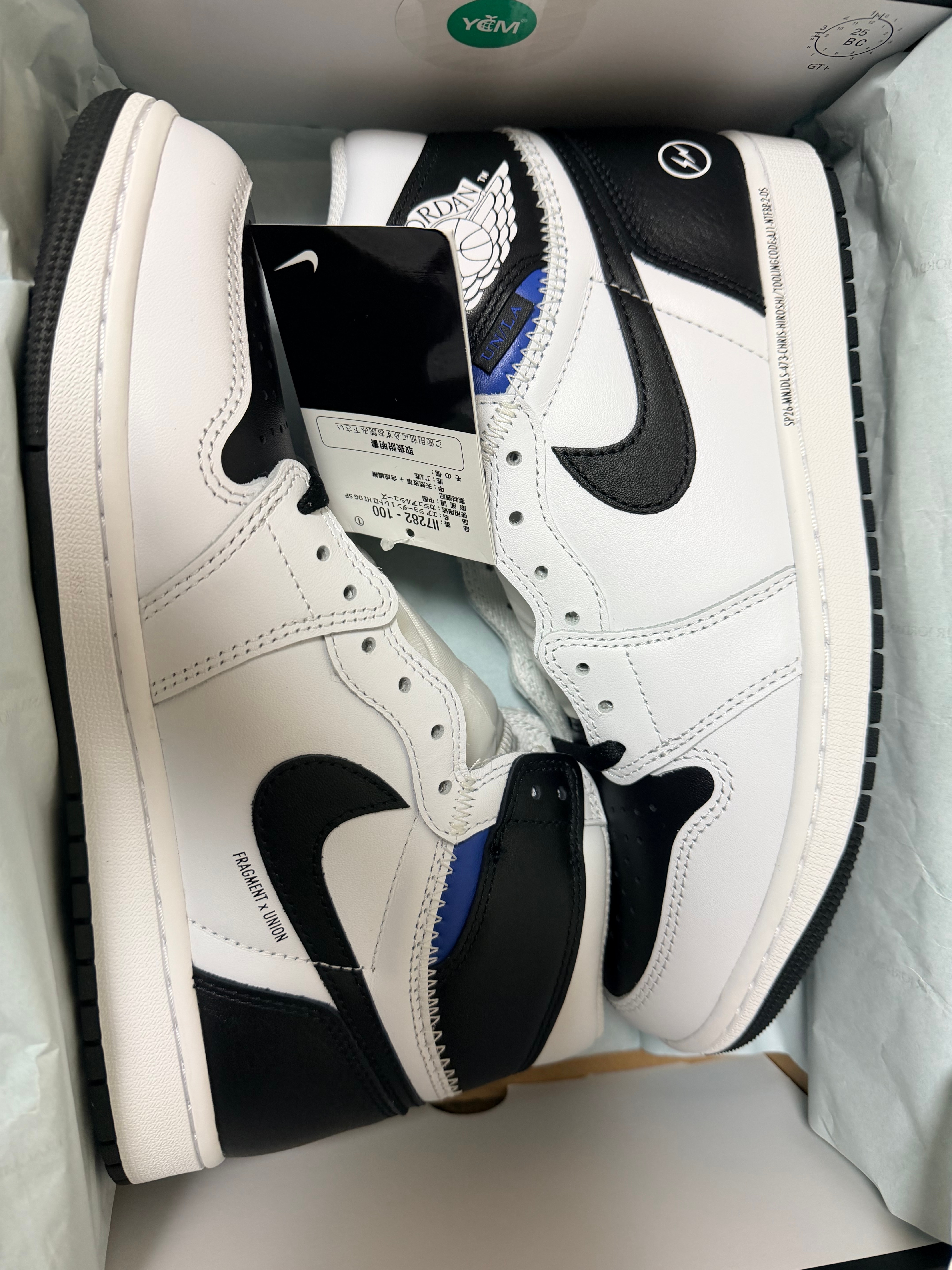 fragment design × UNION × Nike Air Jordan 1 Retro High OG "Black/White"