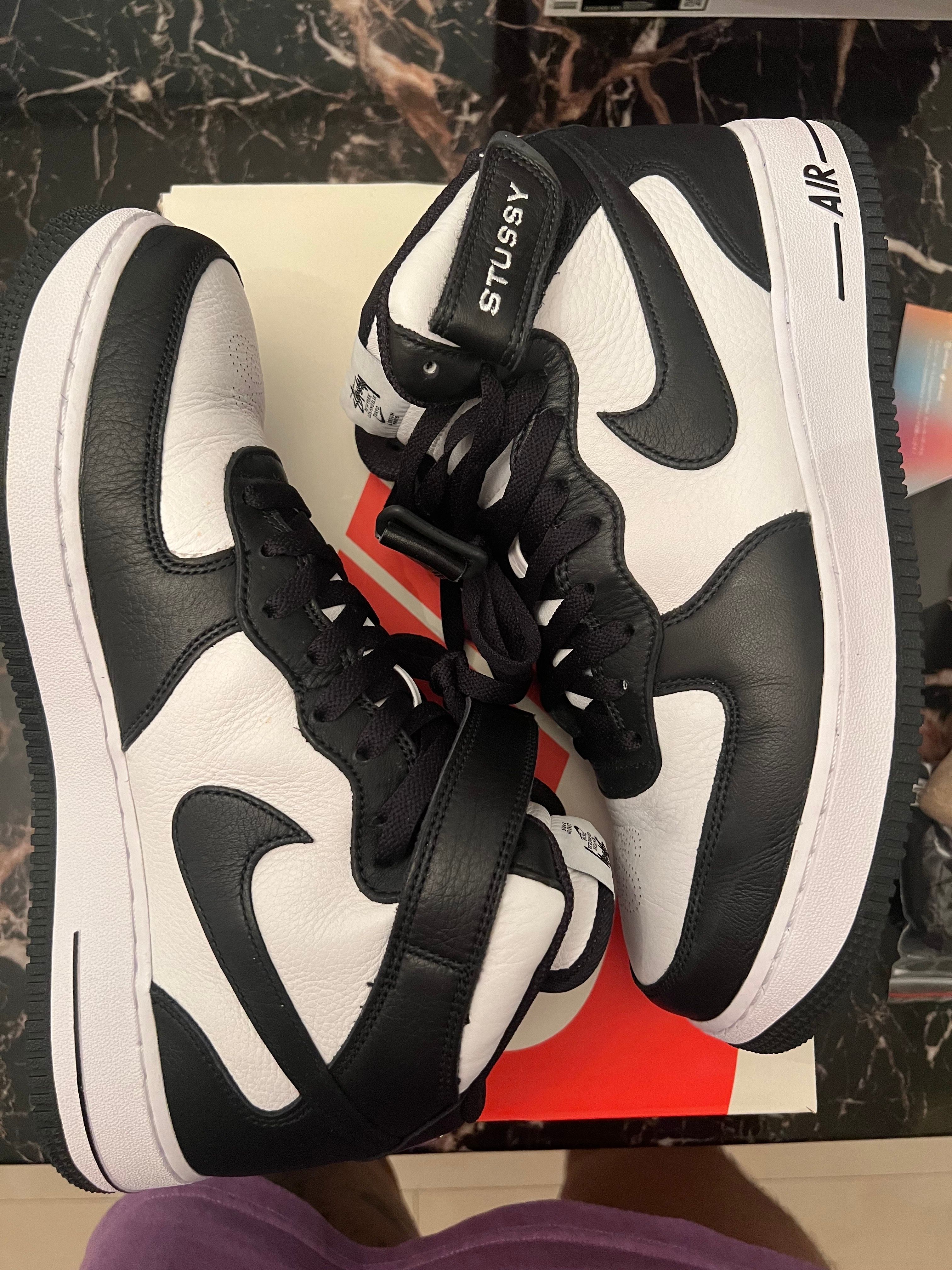 Stussy × Nike Air Force 1 Mid "Black and Light Bone"