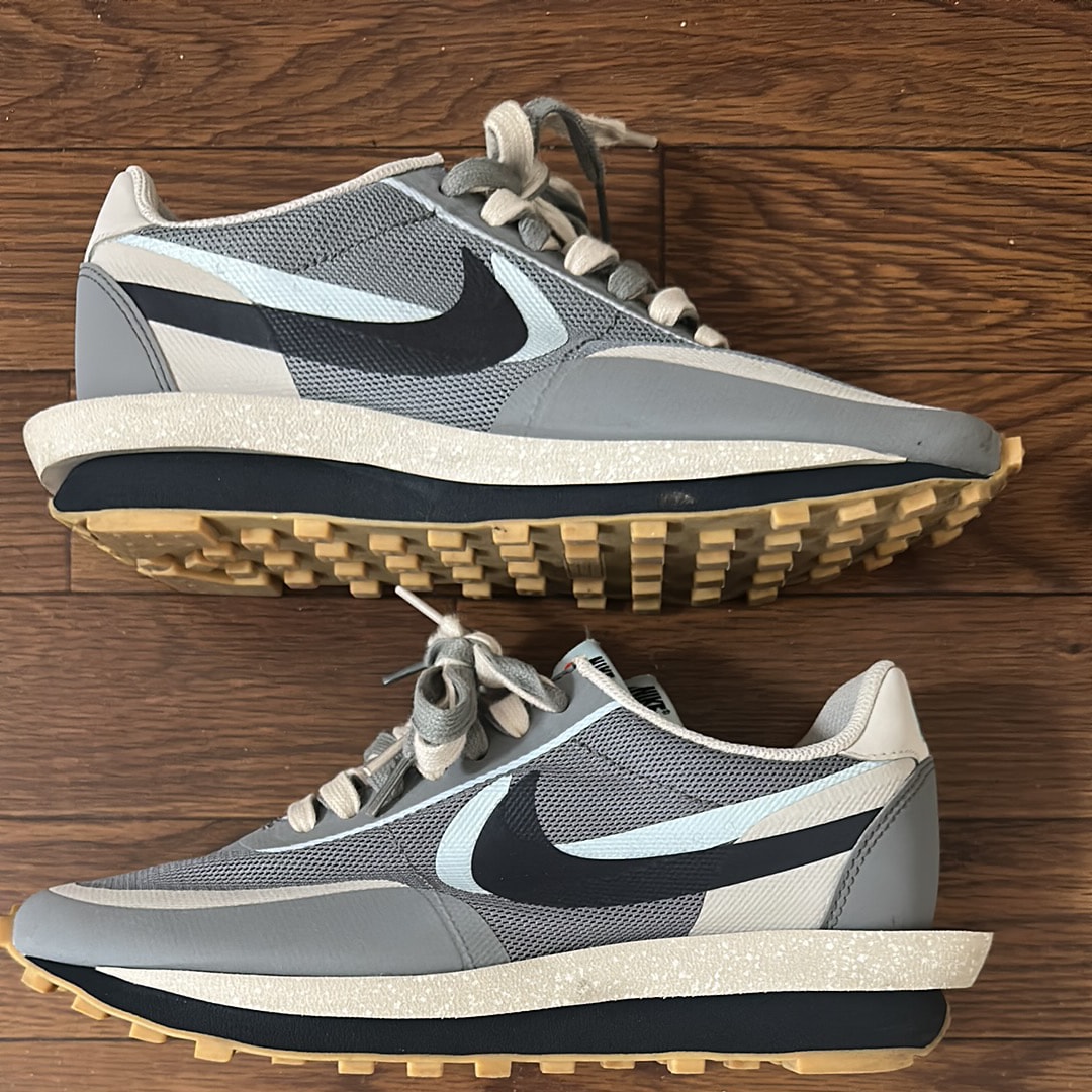 CLOT × Sacai × Nike LD Waffle "Grey Obsidian/Cool Grey"