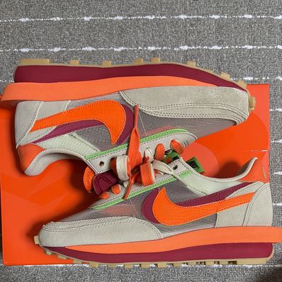 CLOT × Sacai × Nike LD Waffle "Orange Blaze"