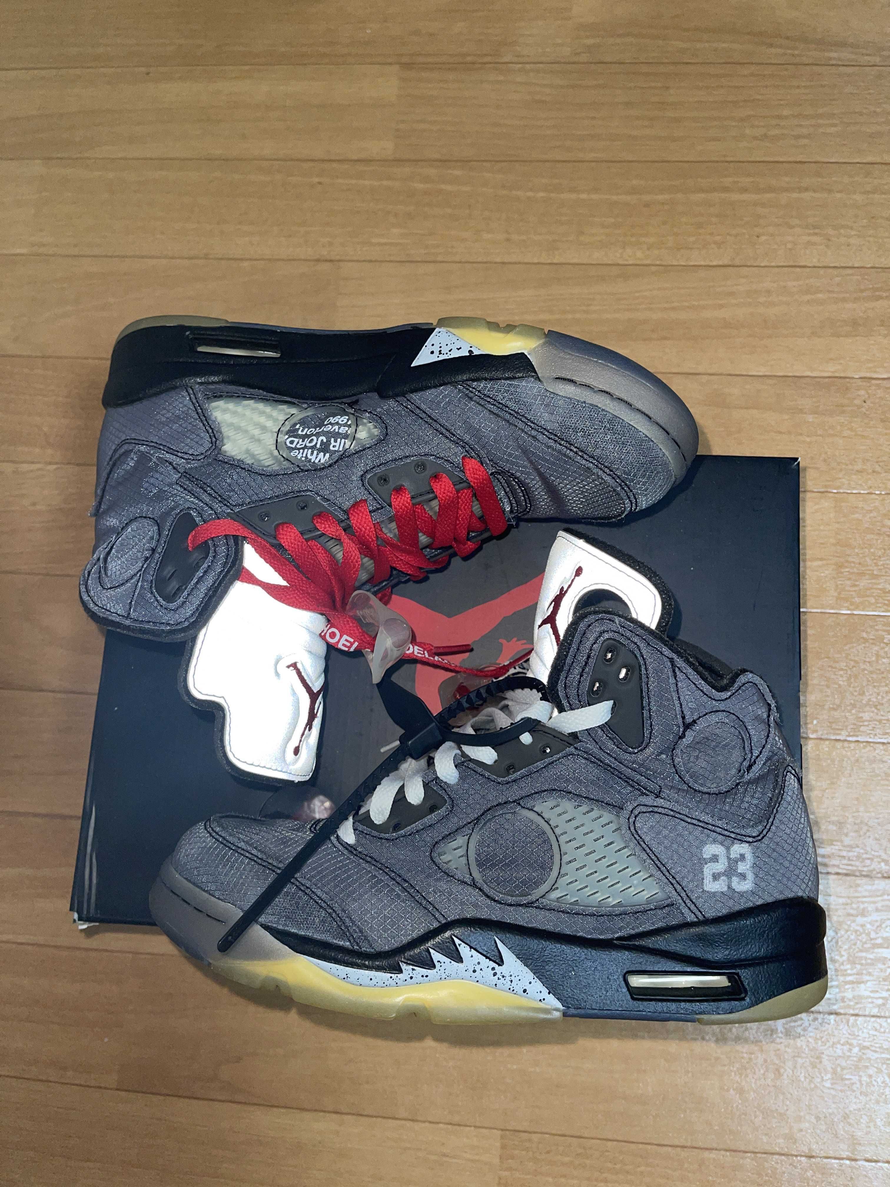 Off-White × Nike Air Jordan 5 "Black/Muslin/Fire Red"