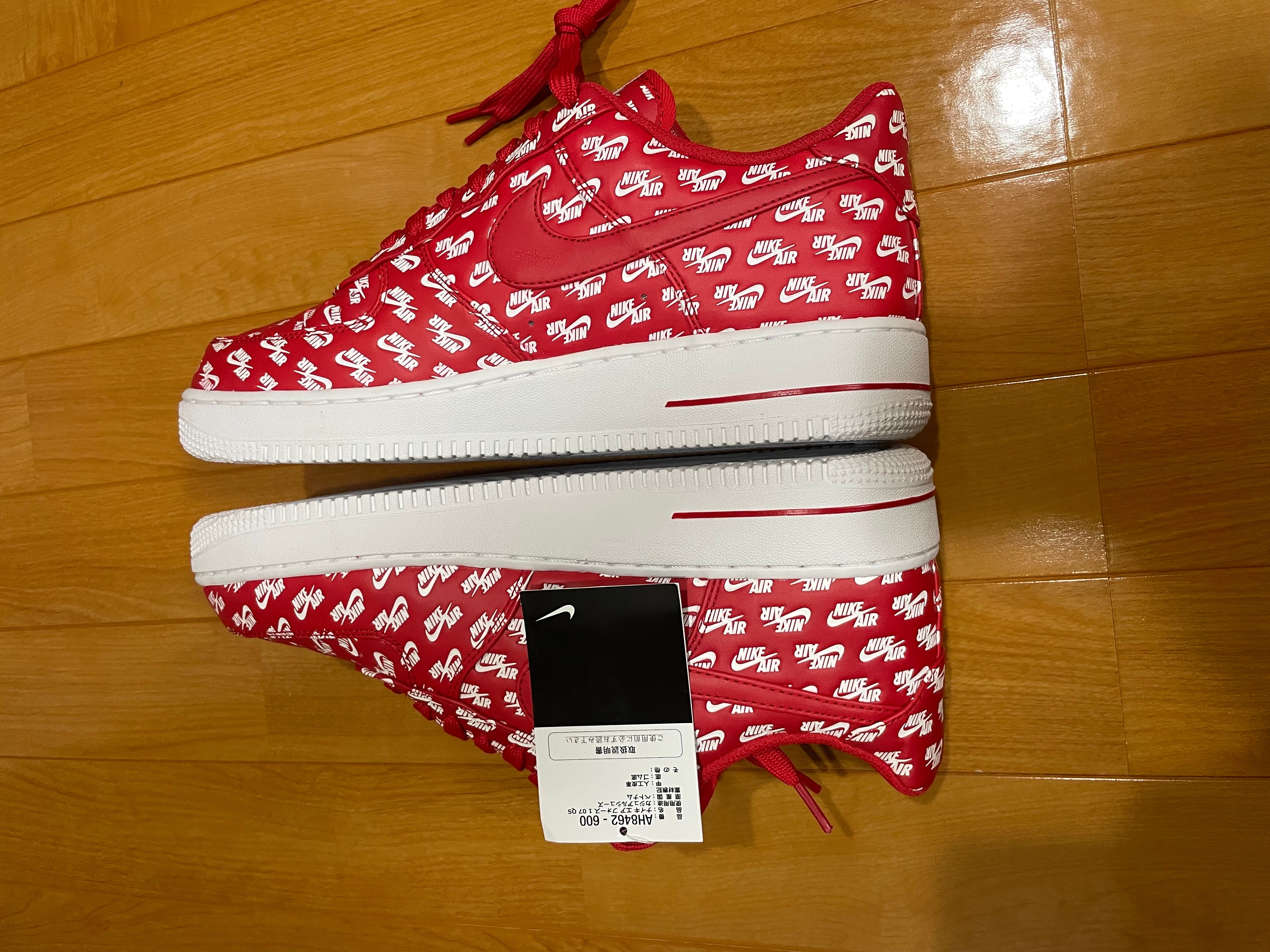 ナイキ エアフォース ロー "オール オーバー ロゴ レッド"