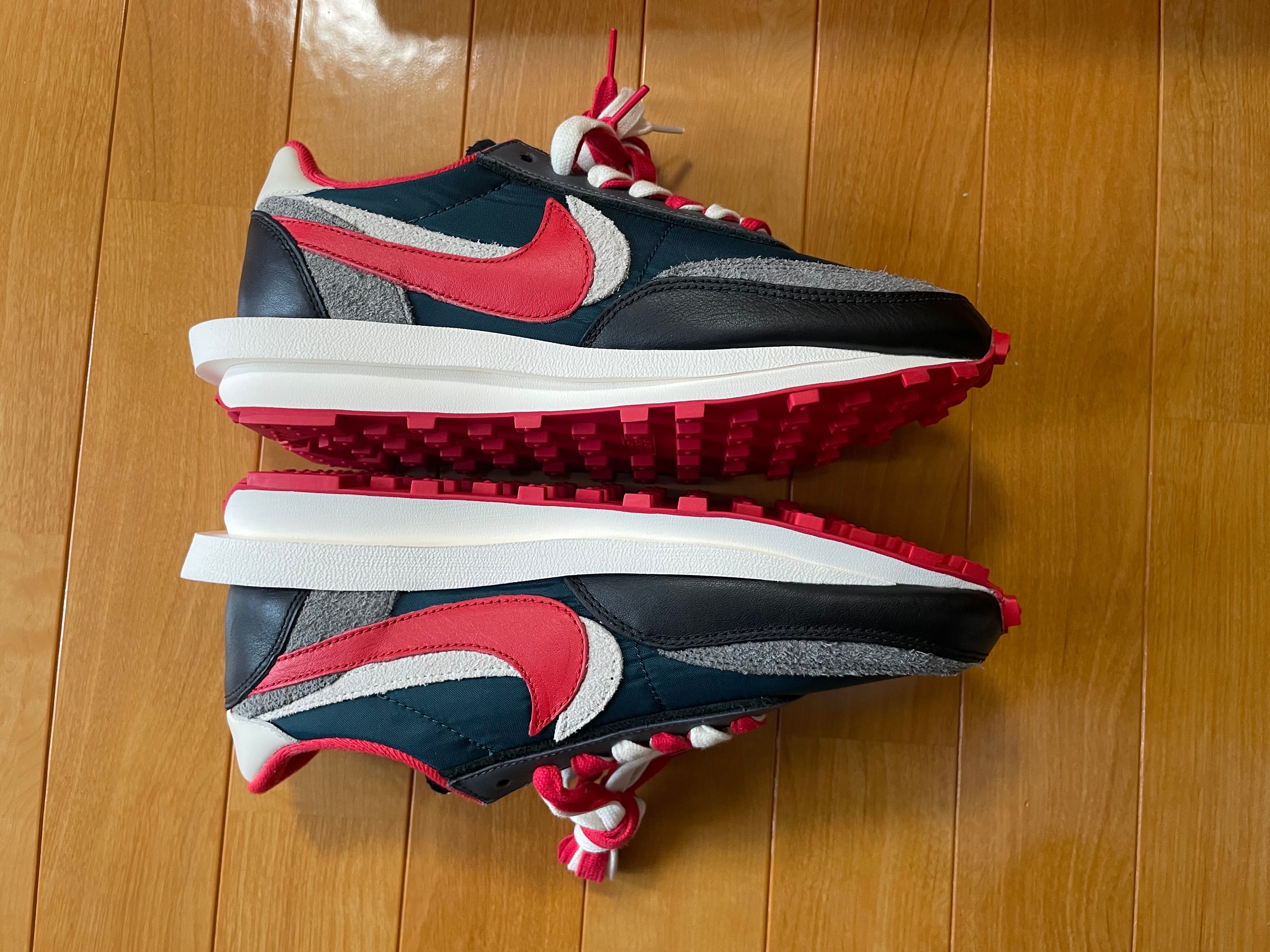 UNDERCOVER × sacai × Nike LD Waffle "Midnight Spruce/Pale Ivory-Dark Grey-University Red"