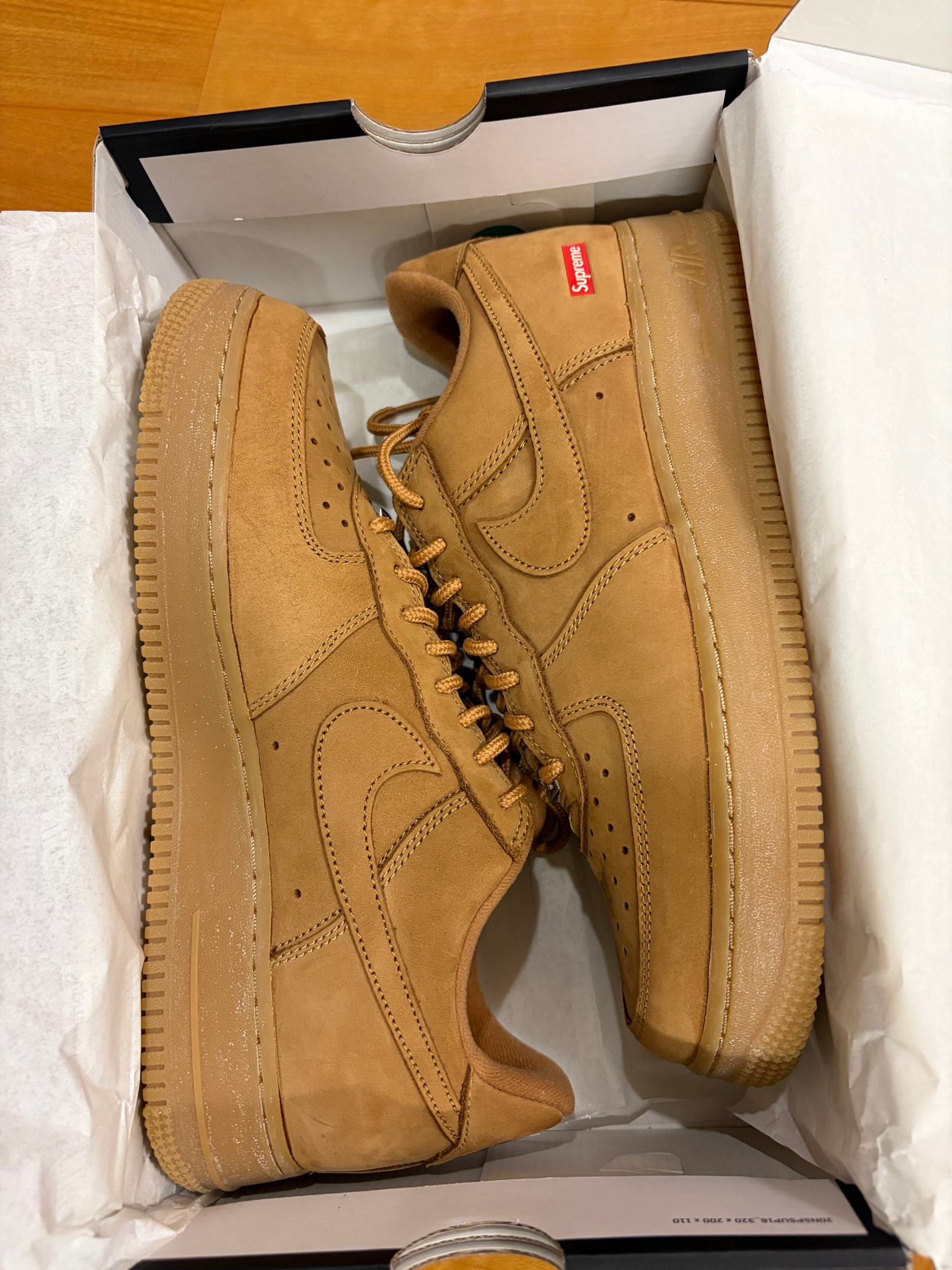 Supreme × Nike Air Force 1 Low "Flax/Wheat"